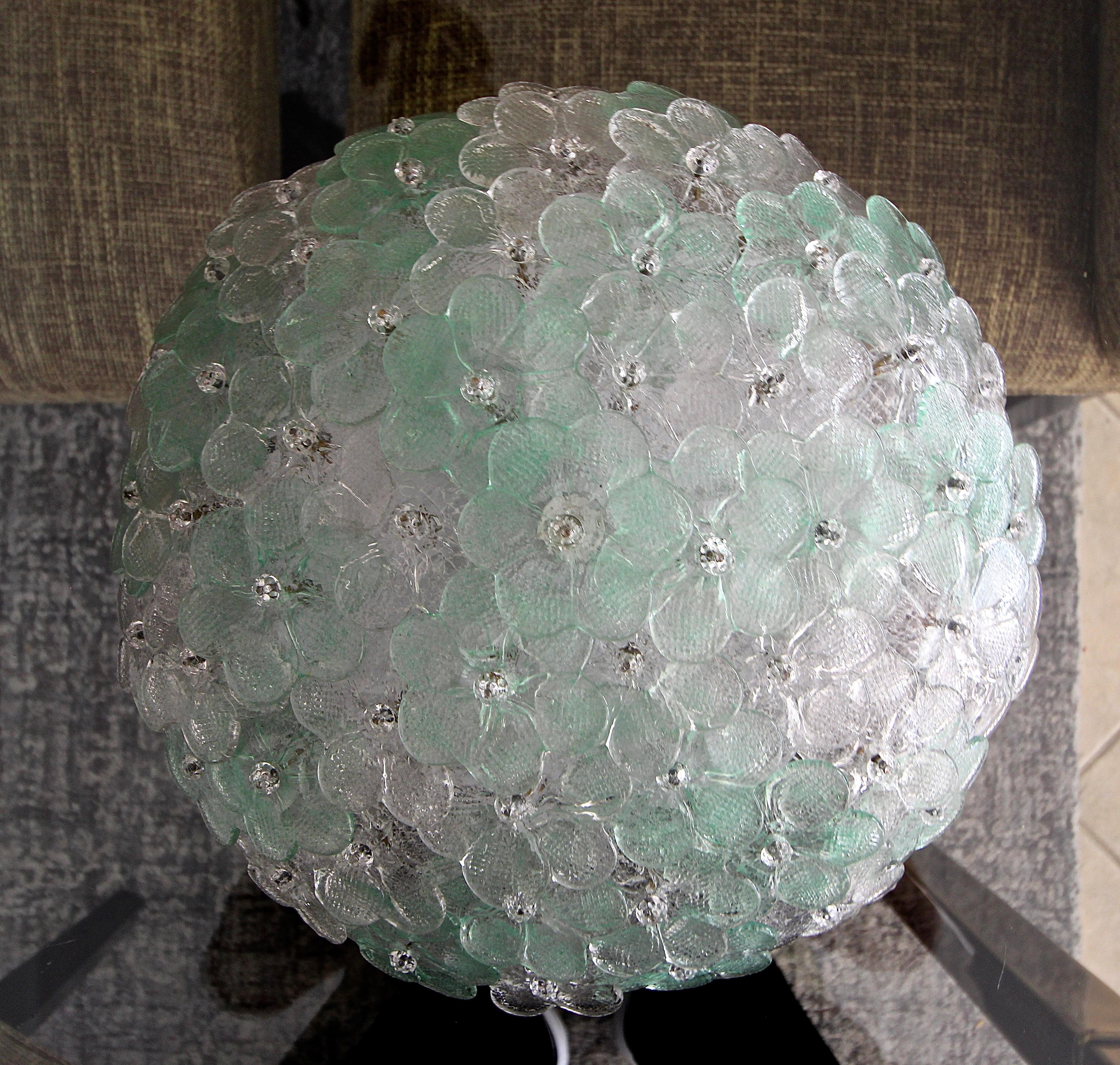 Murano Floral Flower Green Glass Flushmount Ceiling Light 7