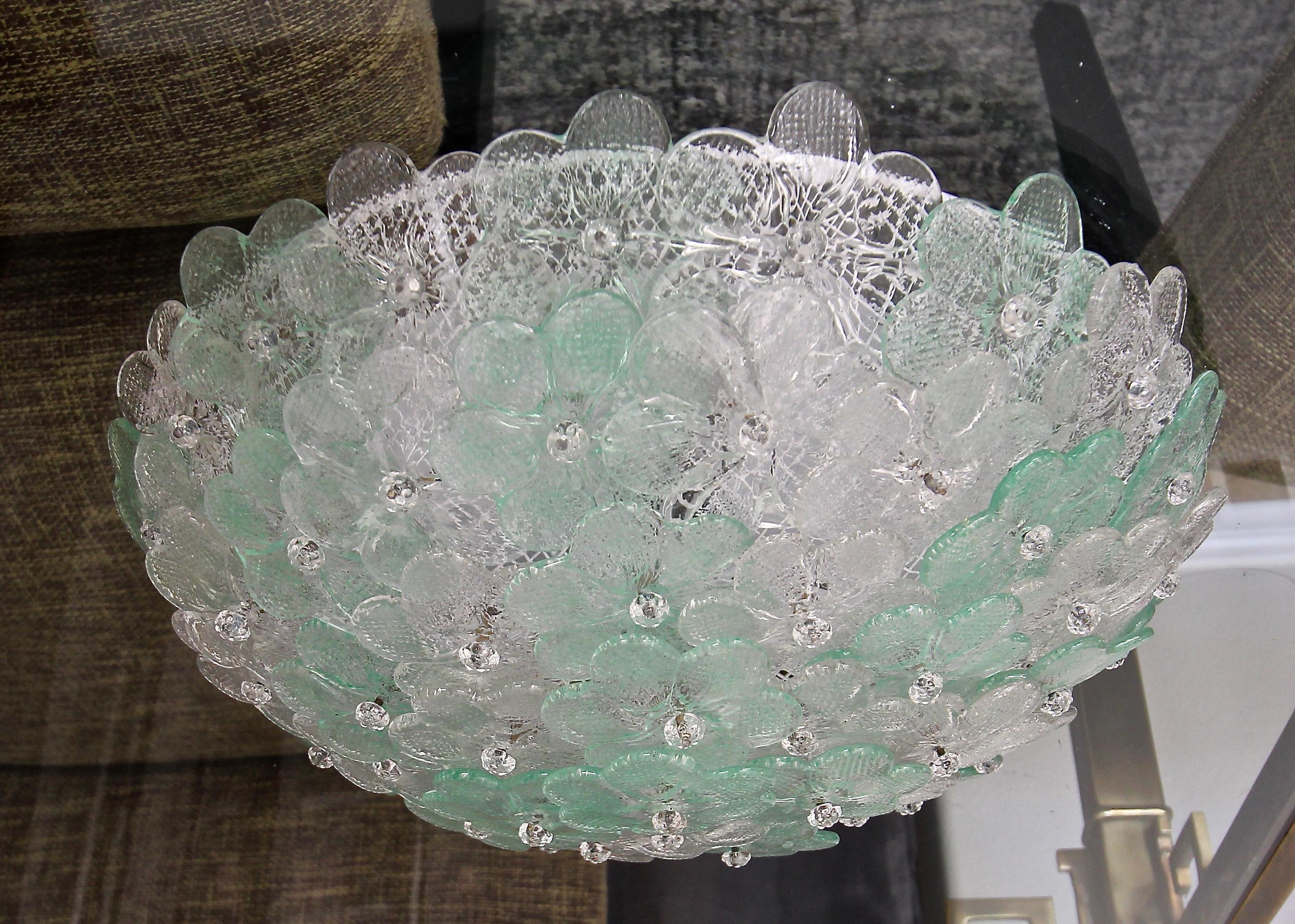 green glass flush mount light