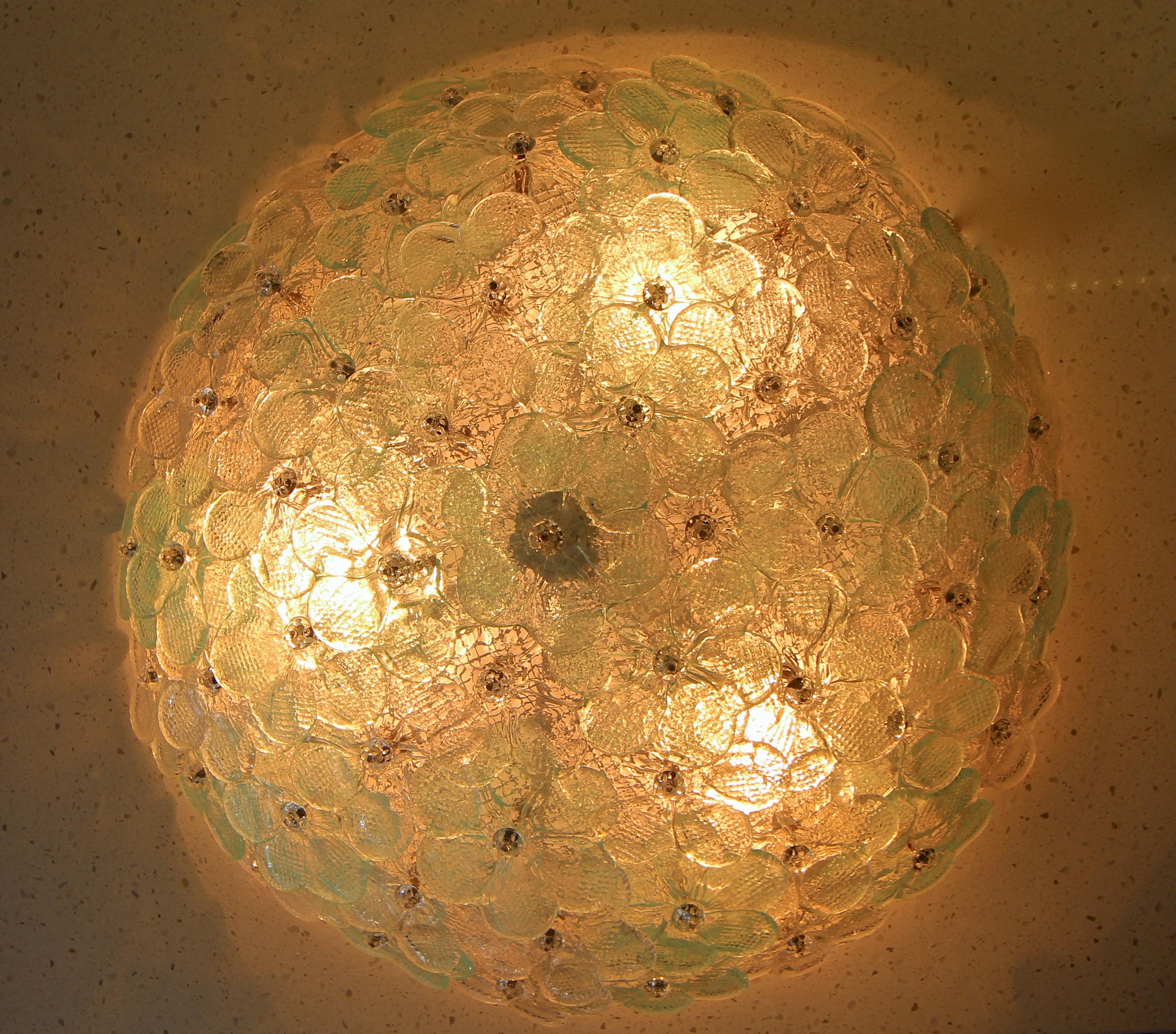 Murano Floral Flower Green Glass Flushmount Ceiling Light 1