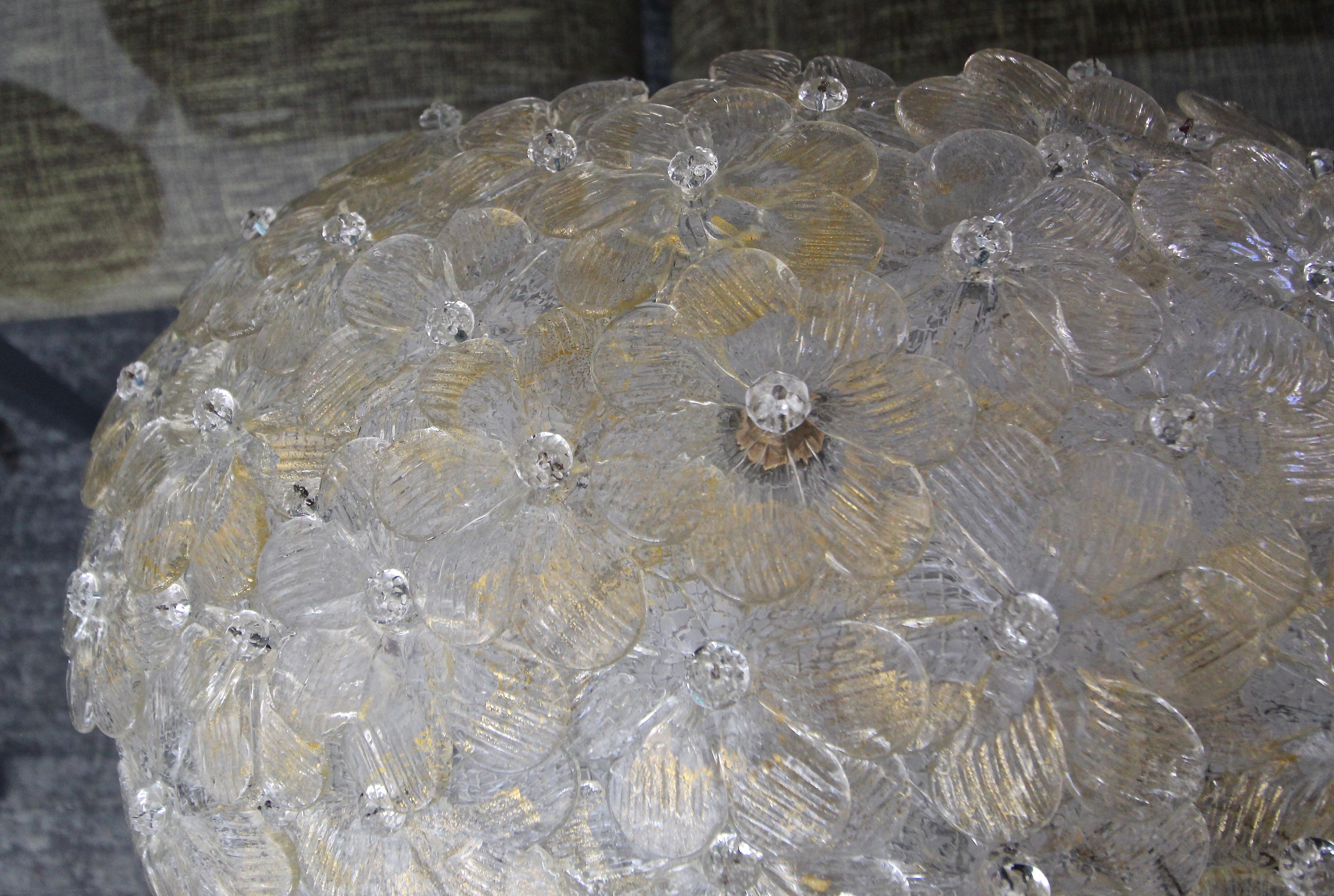 Murano Floral Glass Oval Flush Mount Ceiling Light 7