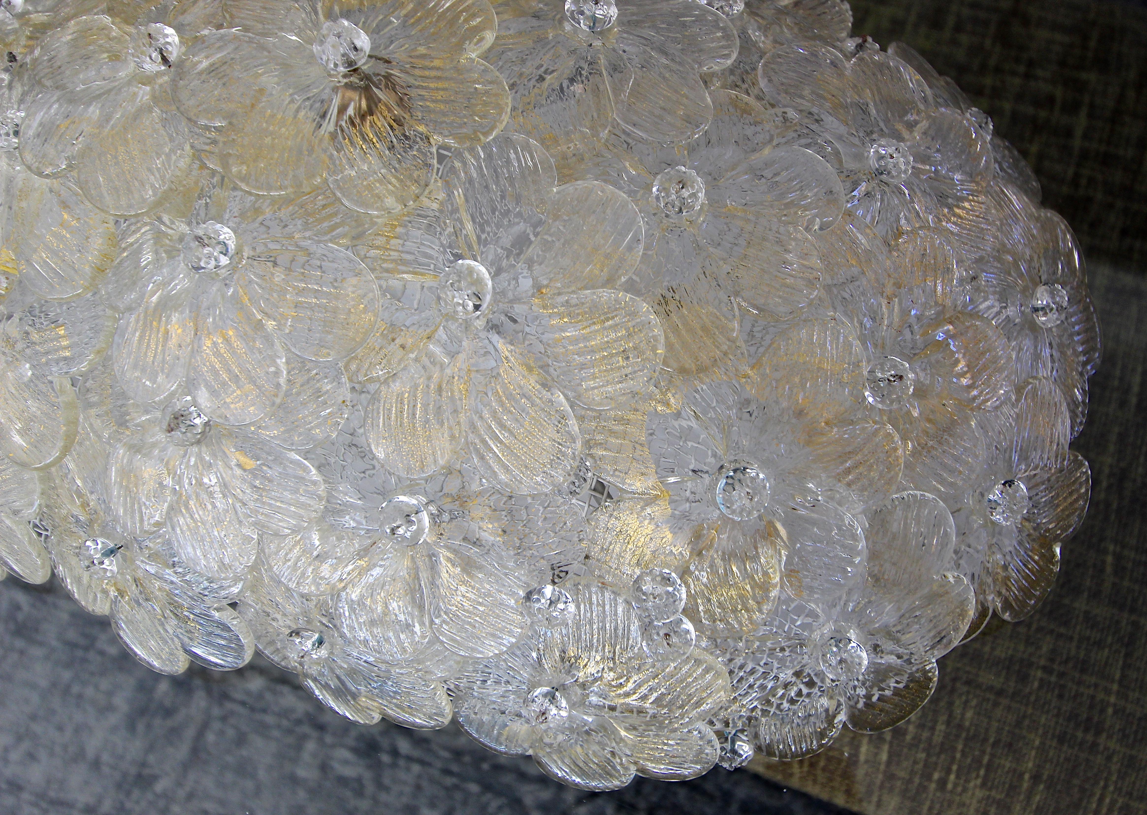 Murano Floral Glass Oval Flush Mount Ceiling Light 9