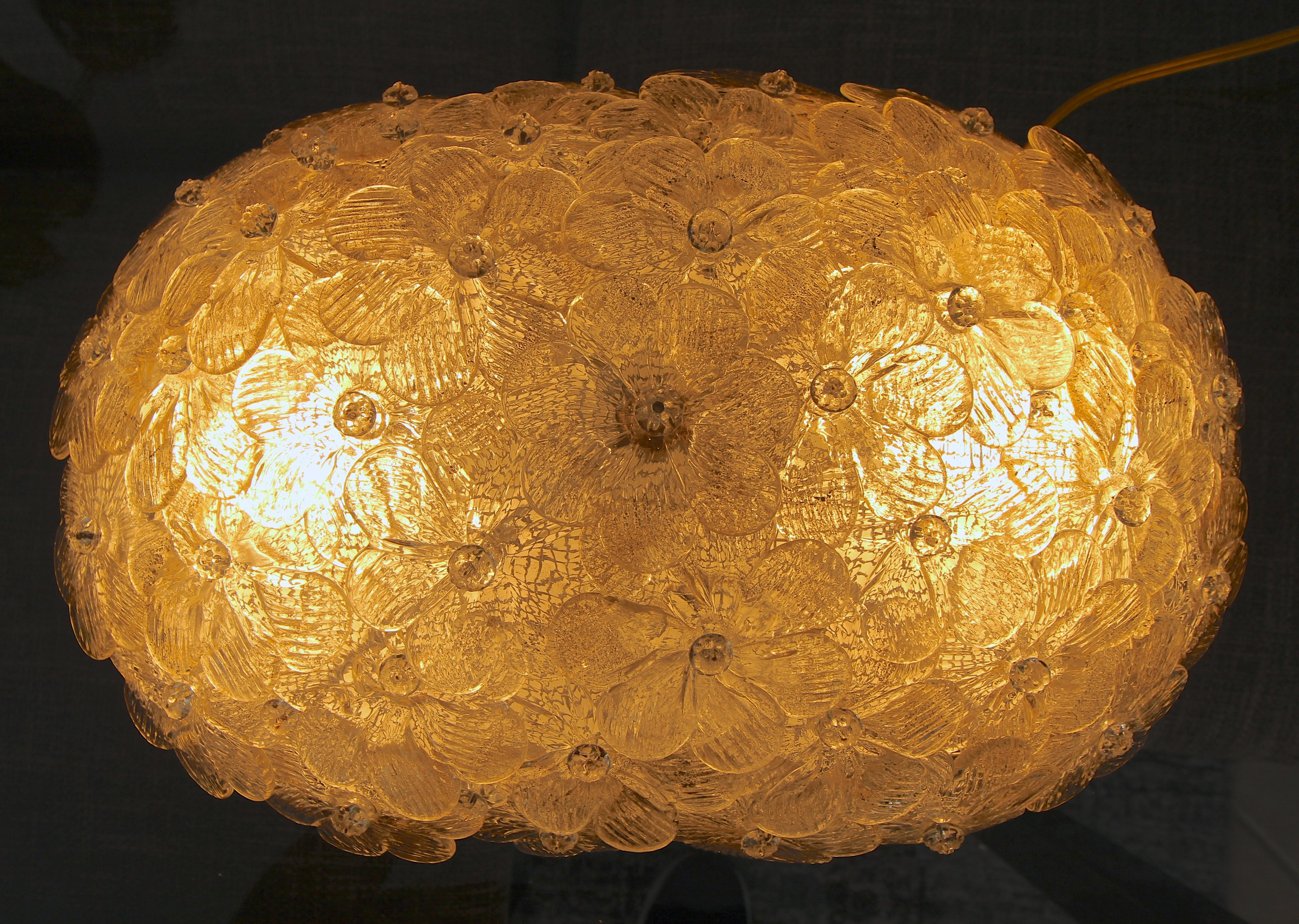 Murano Floral Glass Oval Flush Mount Ceiling Light 10