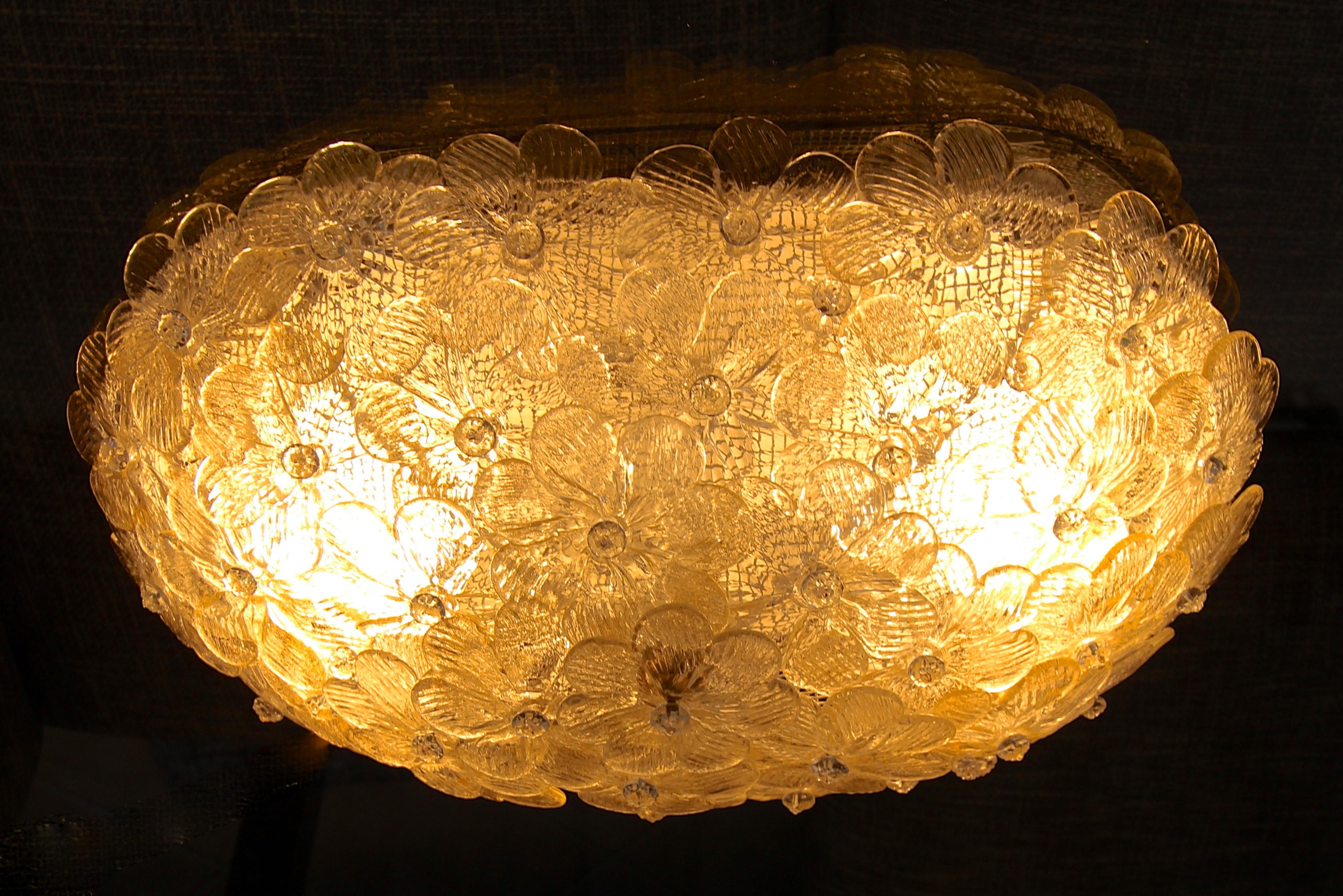 Murano Floral Glass Oval Flush Mount Ceiling Light 11