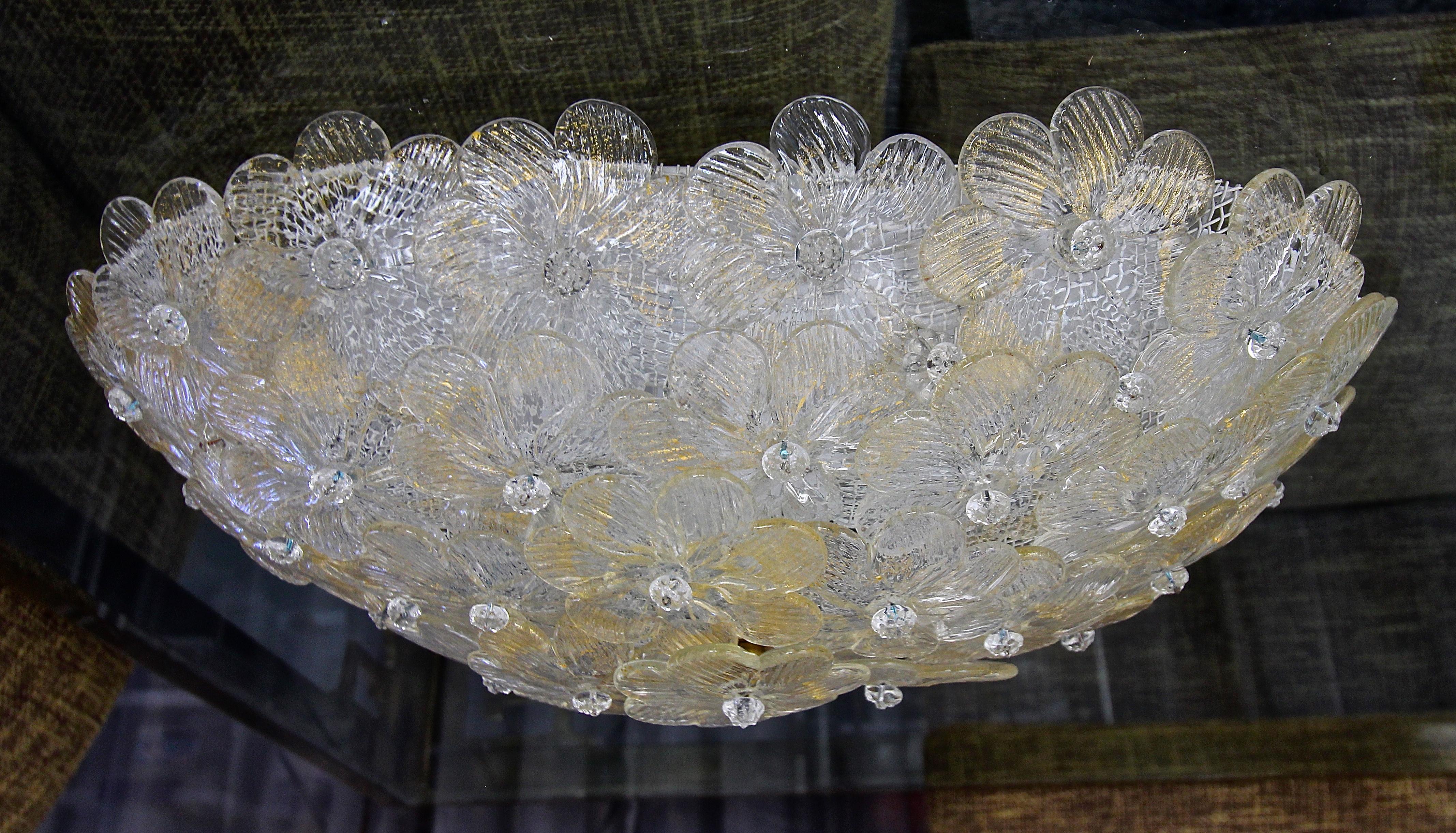 Murano Floral Glass Oval Flush Mount Ceiling Light 1