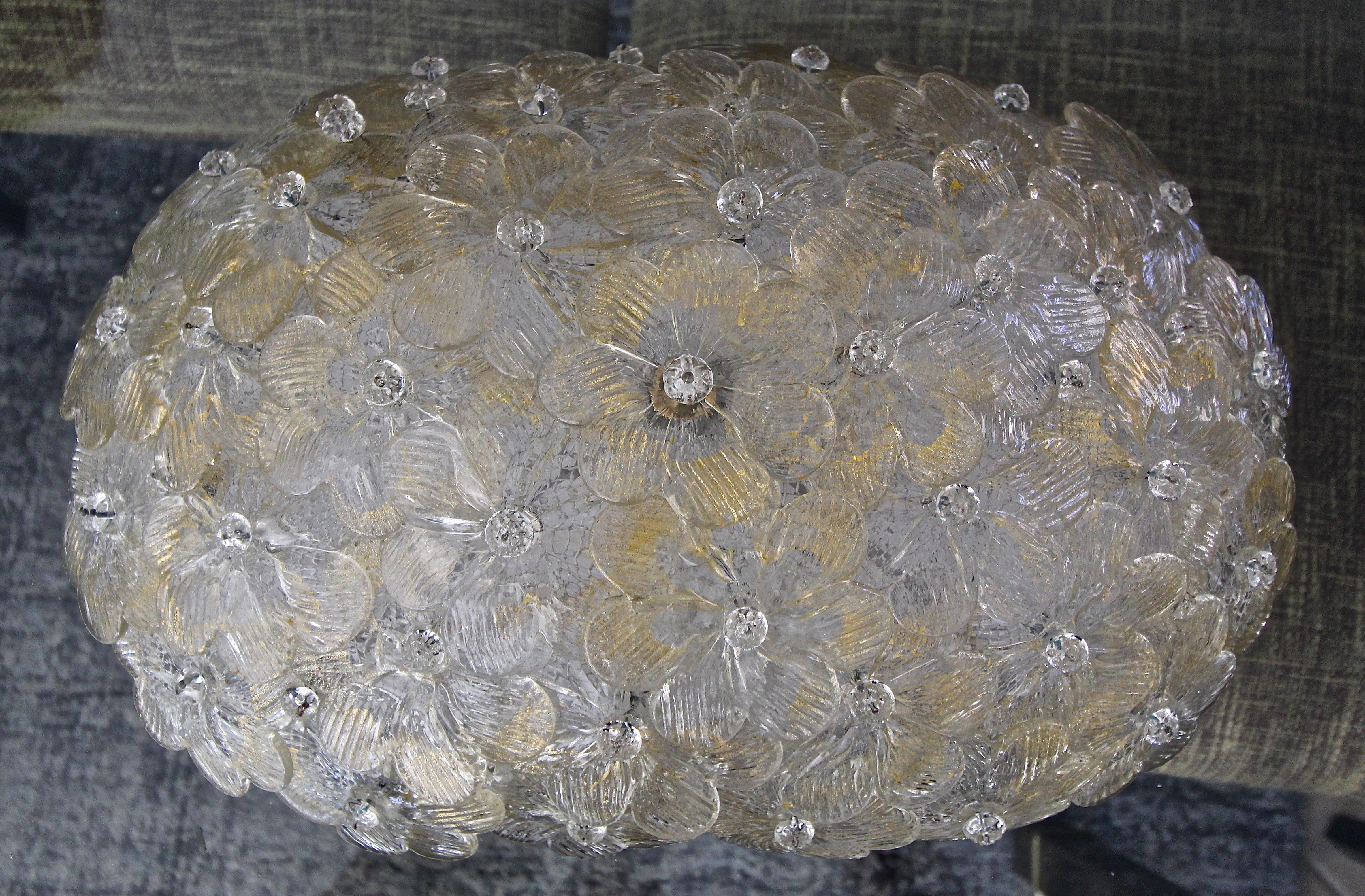 Murano Floral Glass Oval Flush Mount Ceiling Light 2