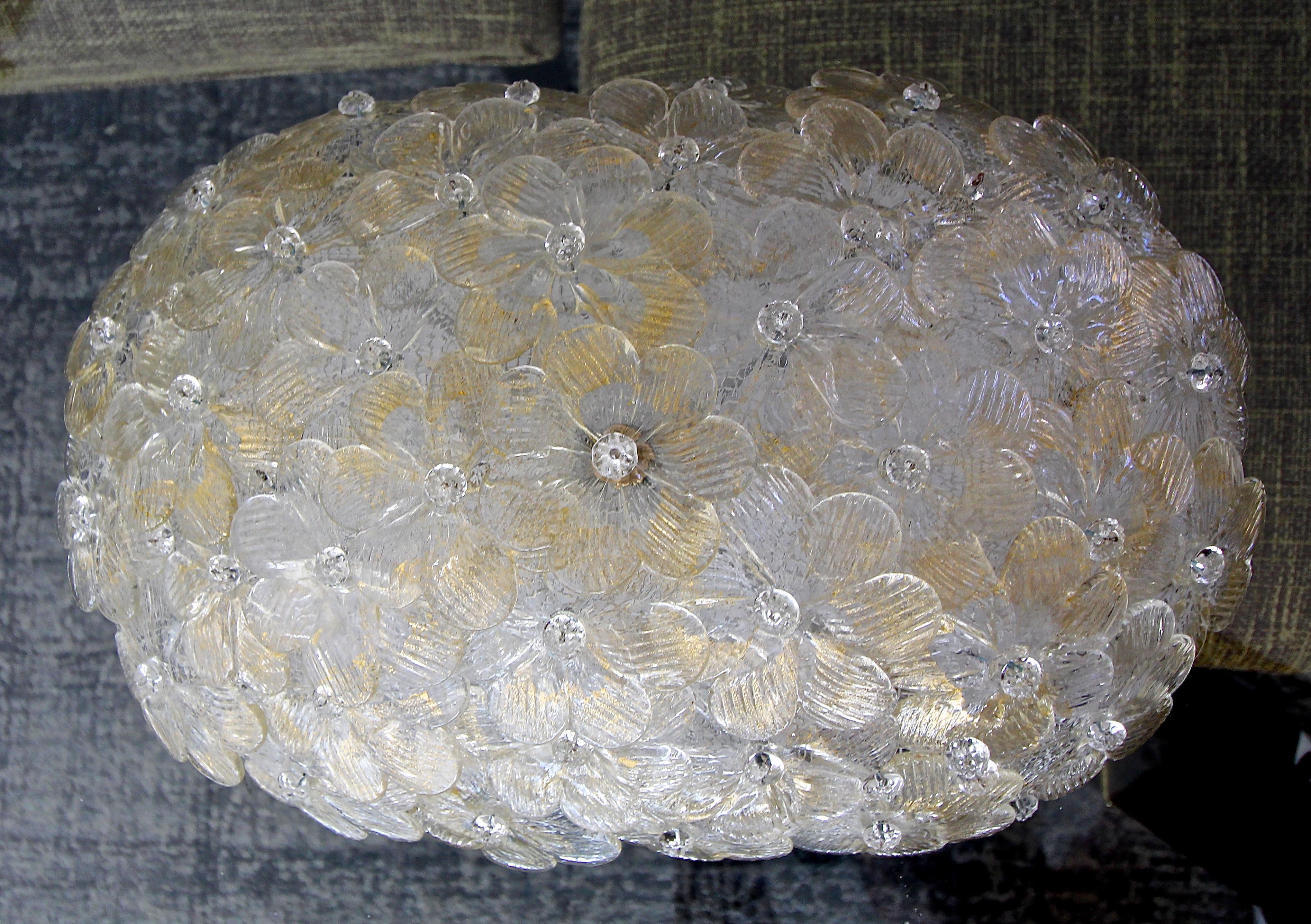 Murano Floral Glass Oval Flush Mount Ceiling Light 4