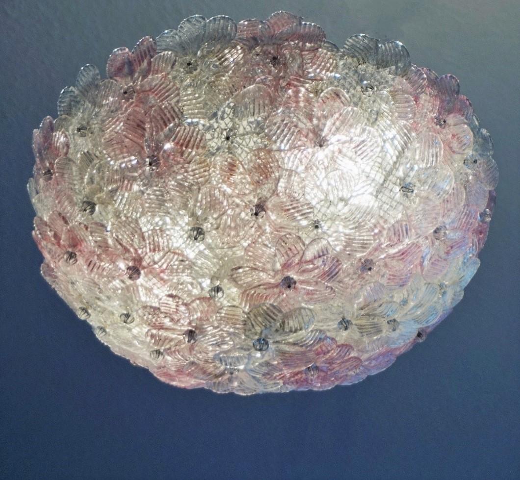 Italian Murano Flower Basket Flush Mount or Wall Lamp by Barovier & Toso, 1960s