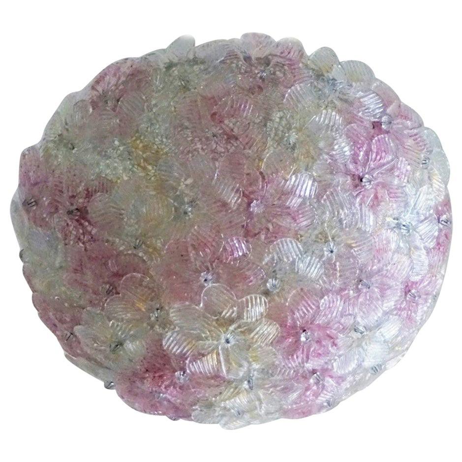 Murano Flower Basket Flush Mount or Wall Lamp by Barovier & Toso, 1960s
