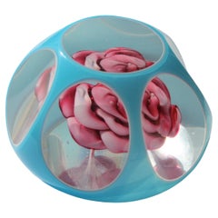 Murano Flower Cased Glass Paperweight