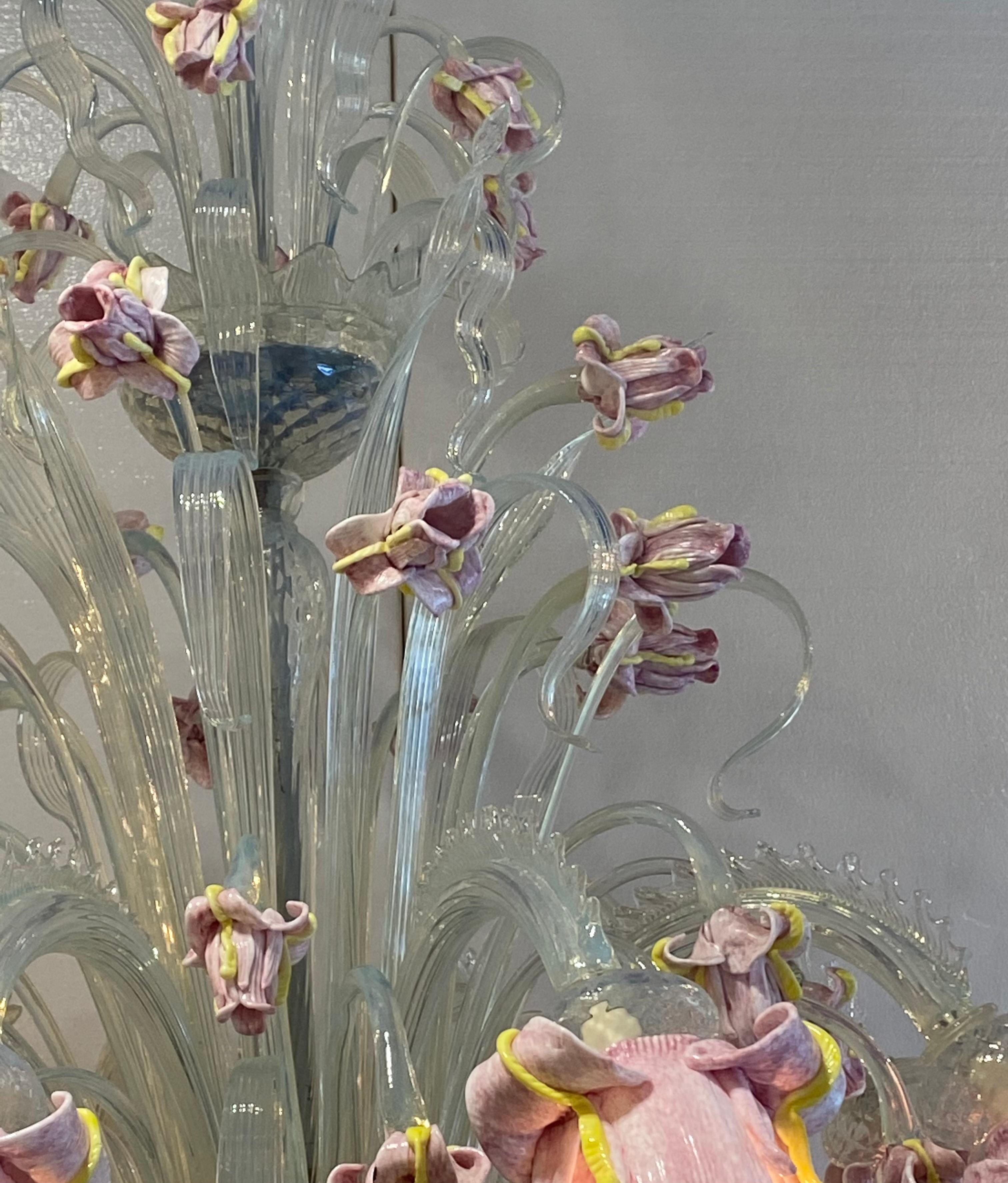 Italian Murano Flower Chandelier For Sale