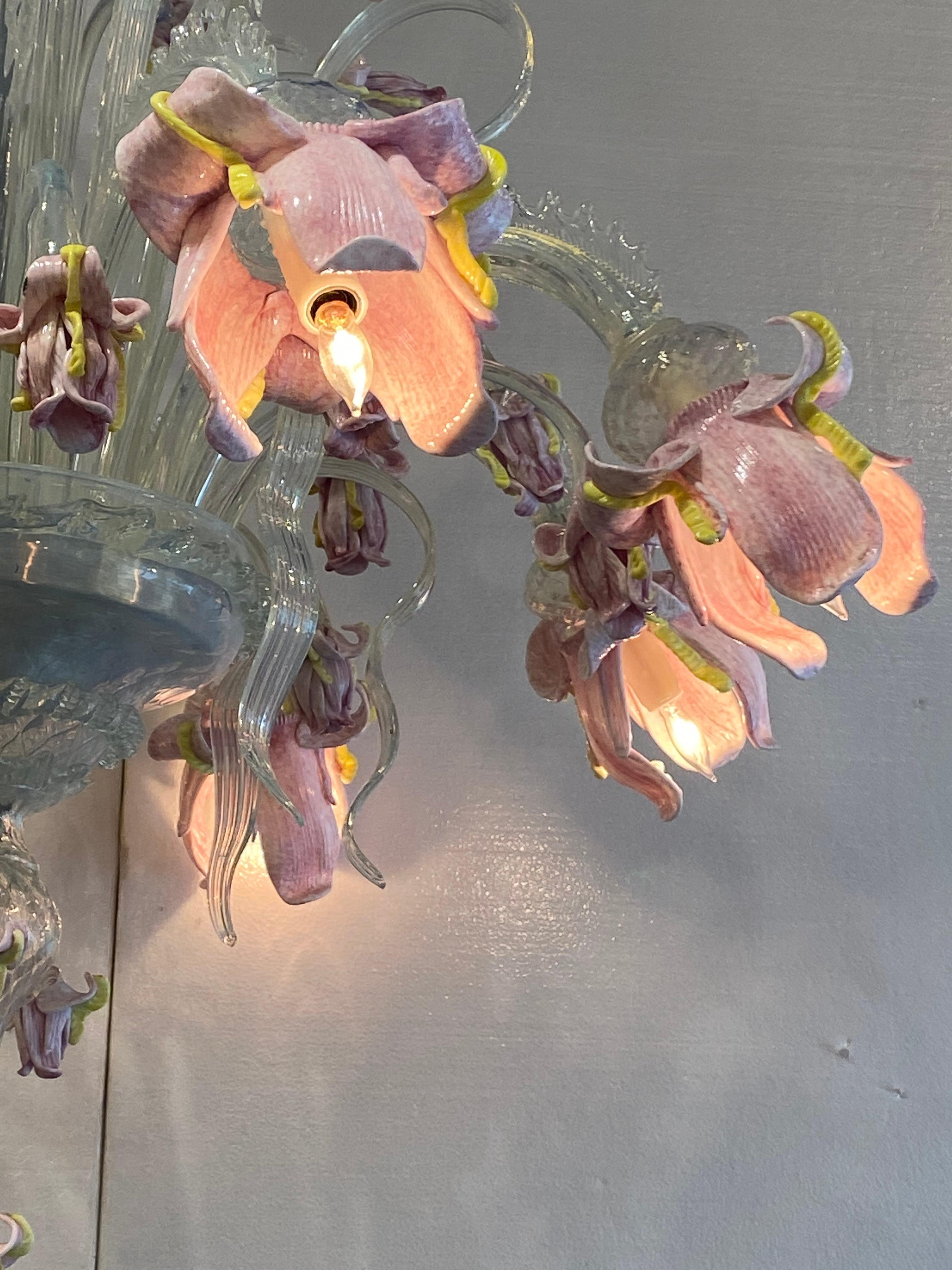 19th Century Murano Flower Chandelier For Sale