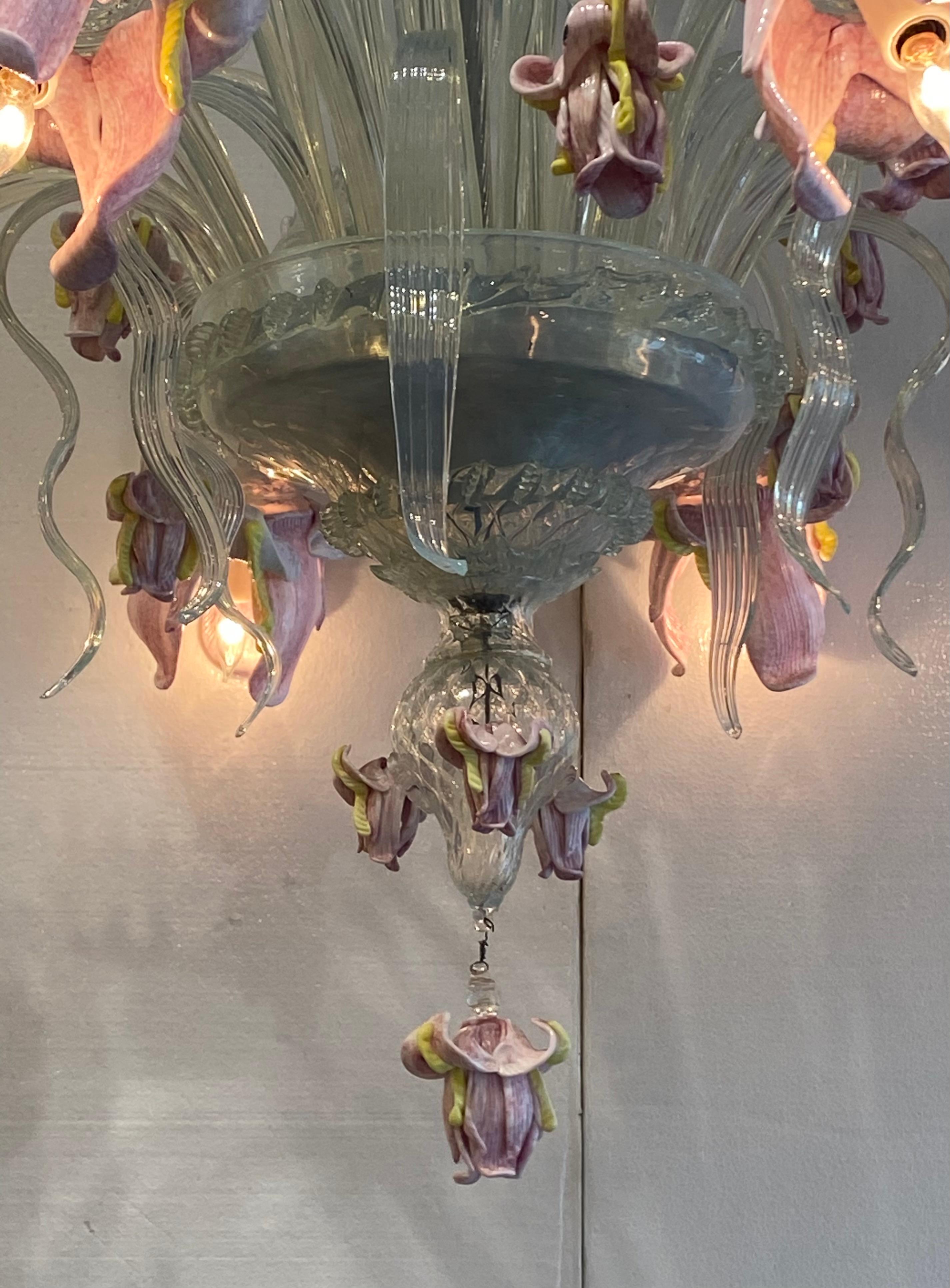 Murano Glass Murano Flower Chandelier For Sale