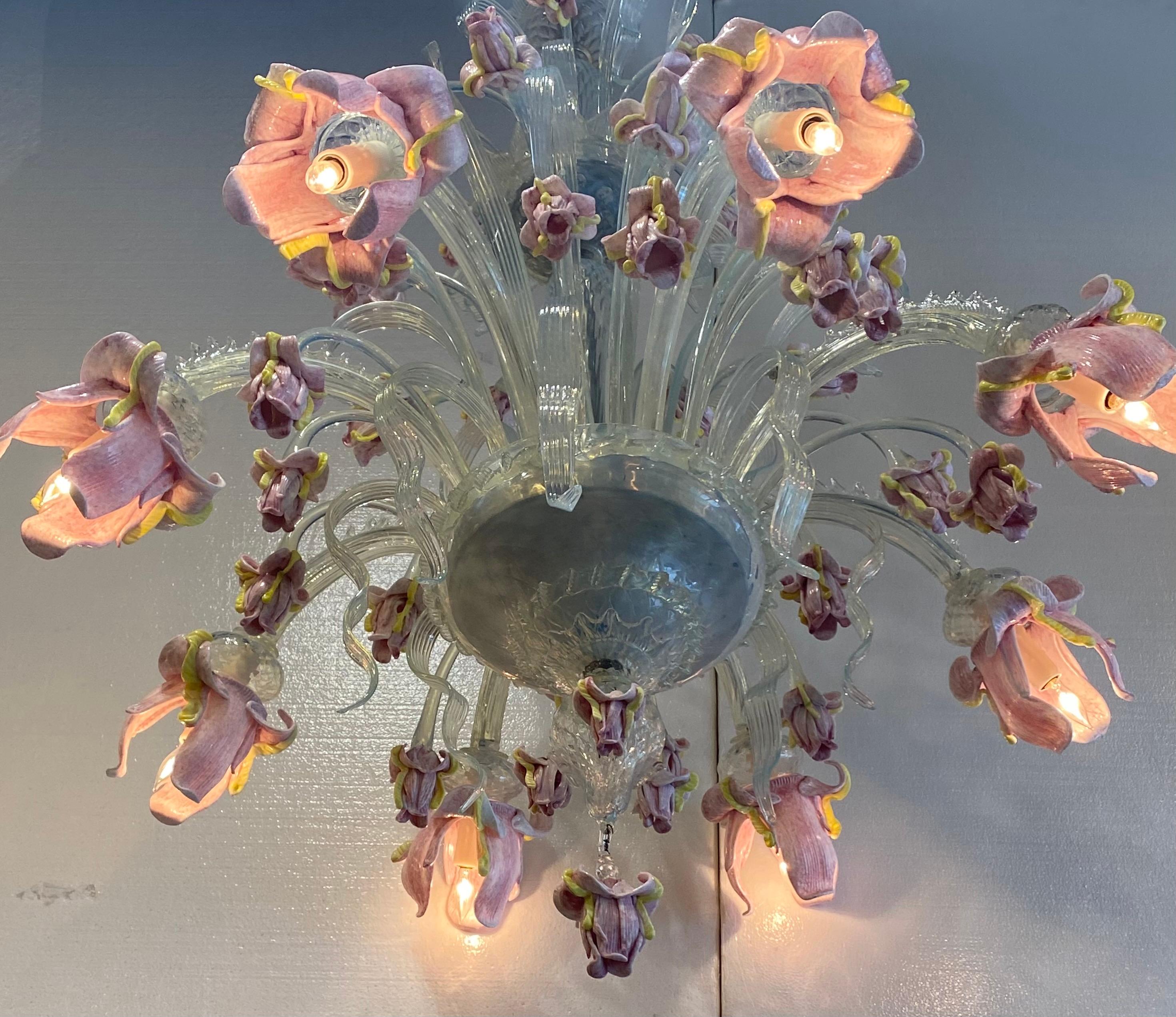 Lampadario a fiori di Murano in vendita 1