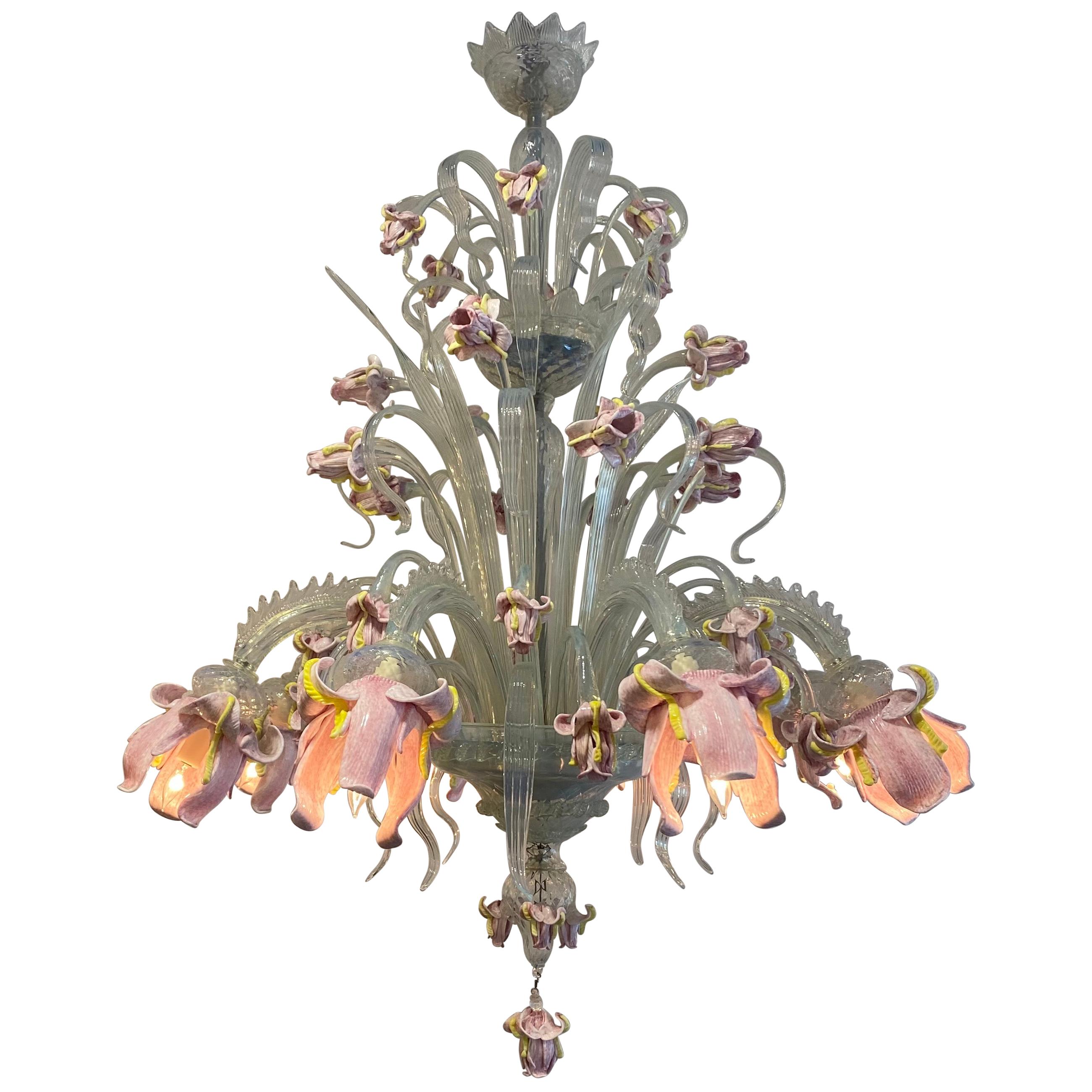 Murano Flower Chandelier For Sale
