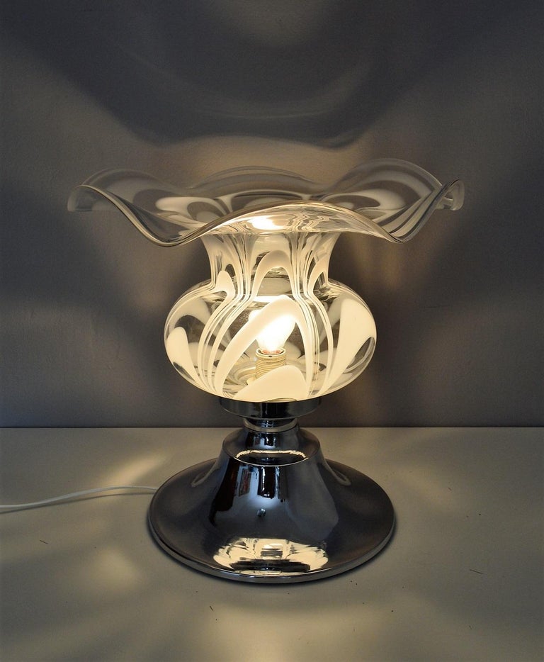 Murano Flower Glass Table Lamp, 1970s For Sale at 1stdibs
