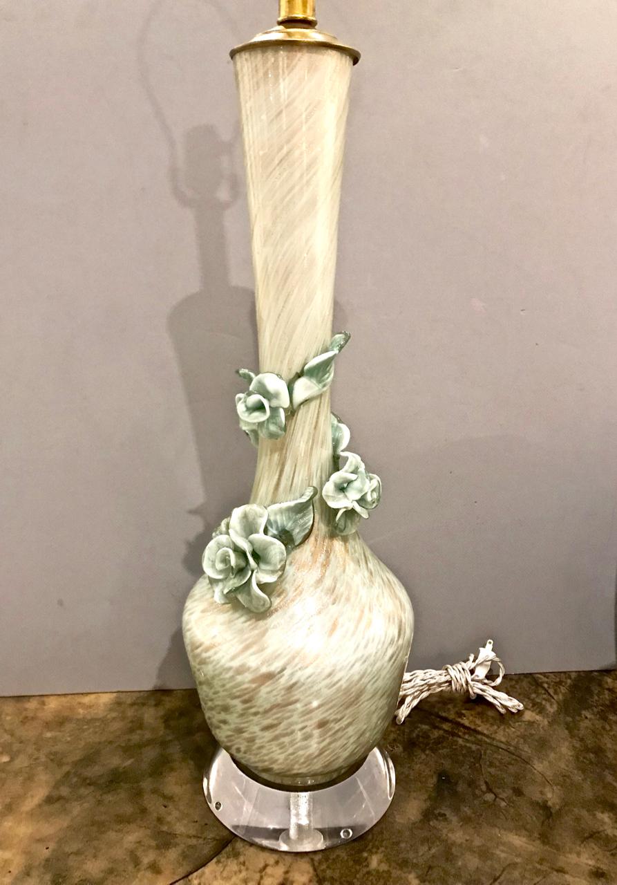 Murano Flower Lamps, Pair 1