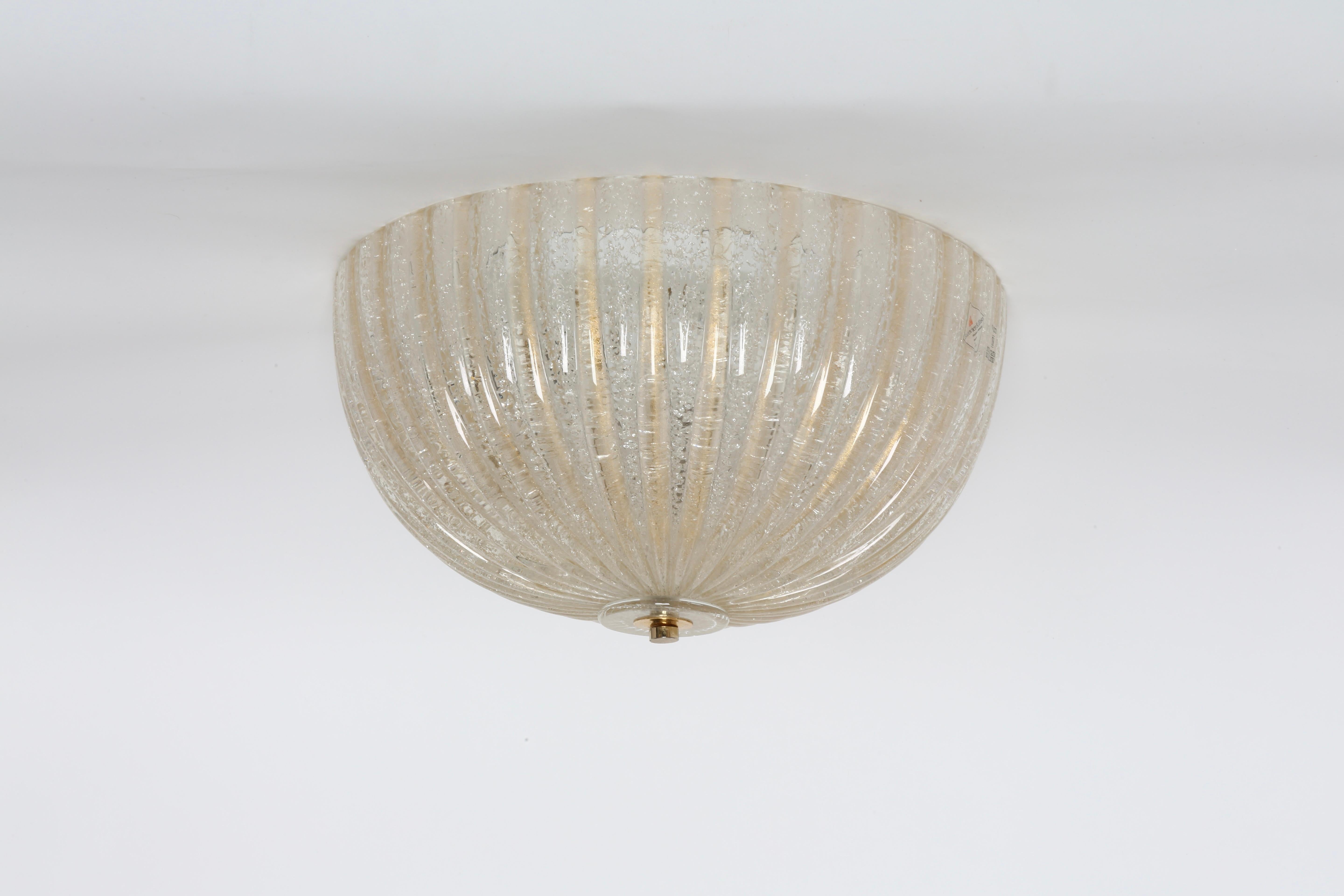 Mid-Century Modern Murano Flush Mount Ceiling Light by Barovier & Toso For Sale