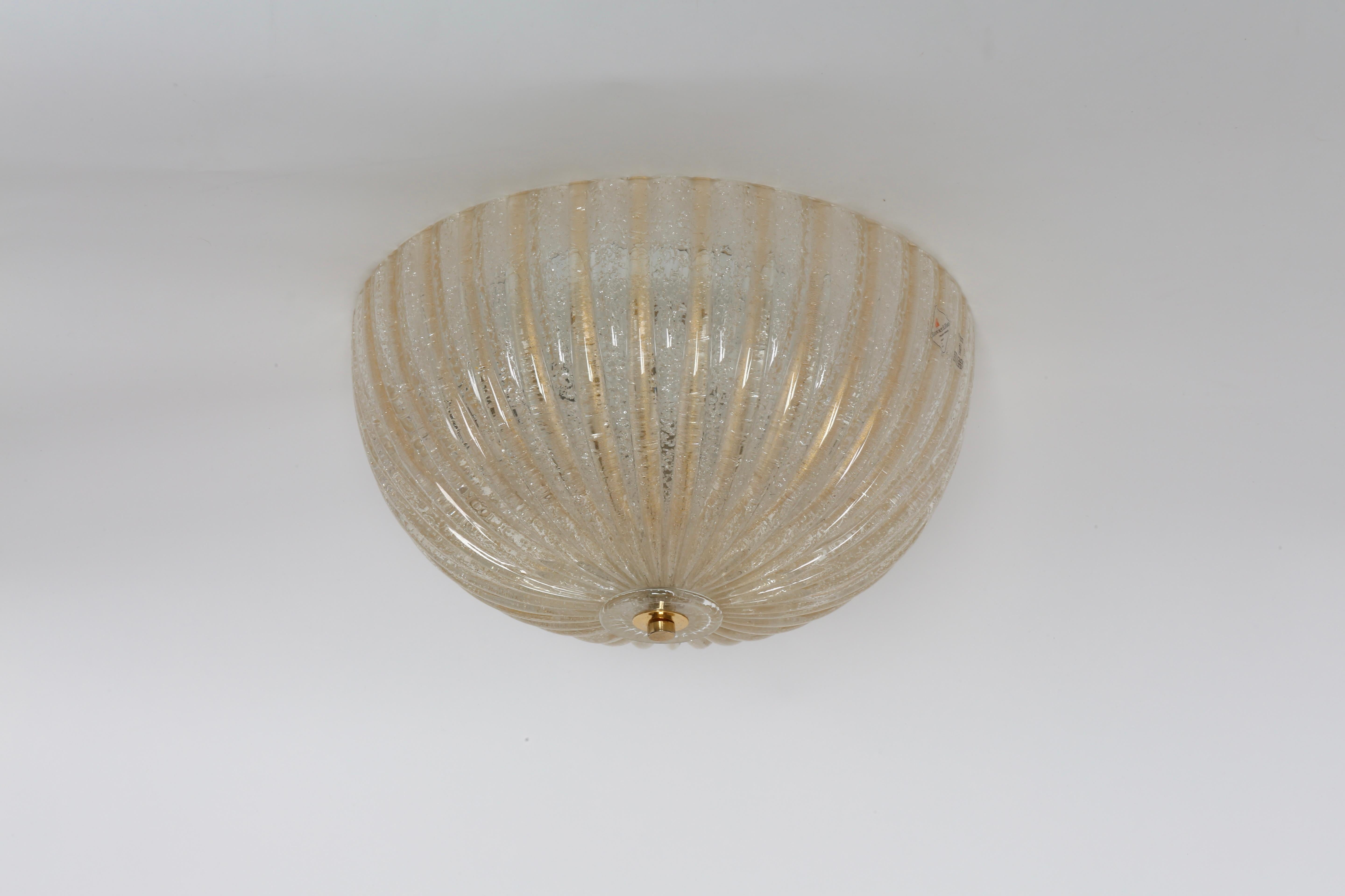 Metal Murano Flush Mount Ceiling Light by Barovier & Toso