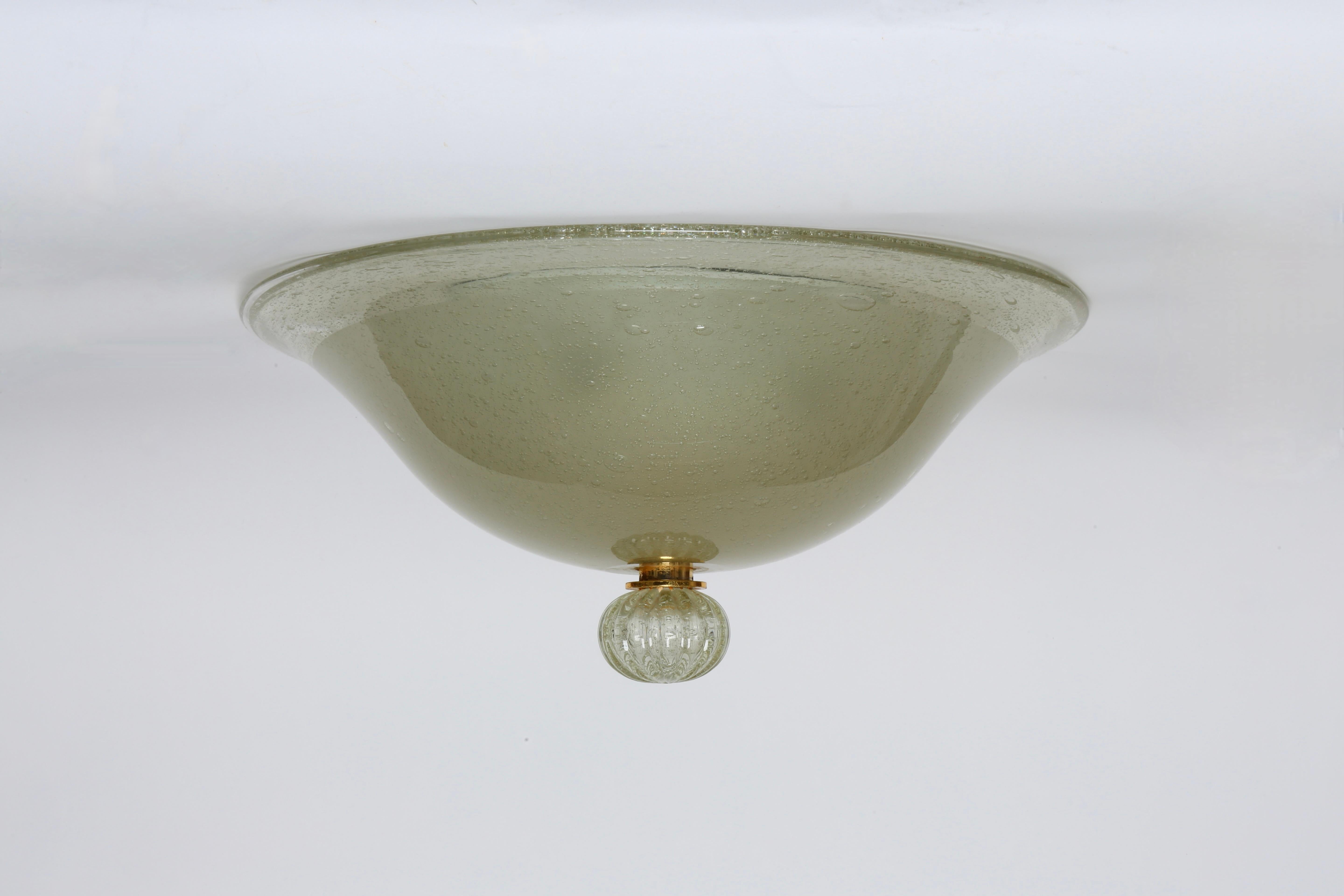 Mid-Century Modern Murano Flush Mount Ceiling Light by Barovier & Toso, large For Sale