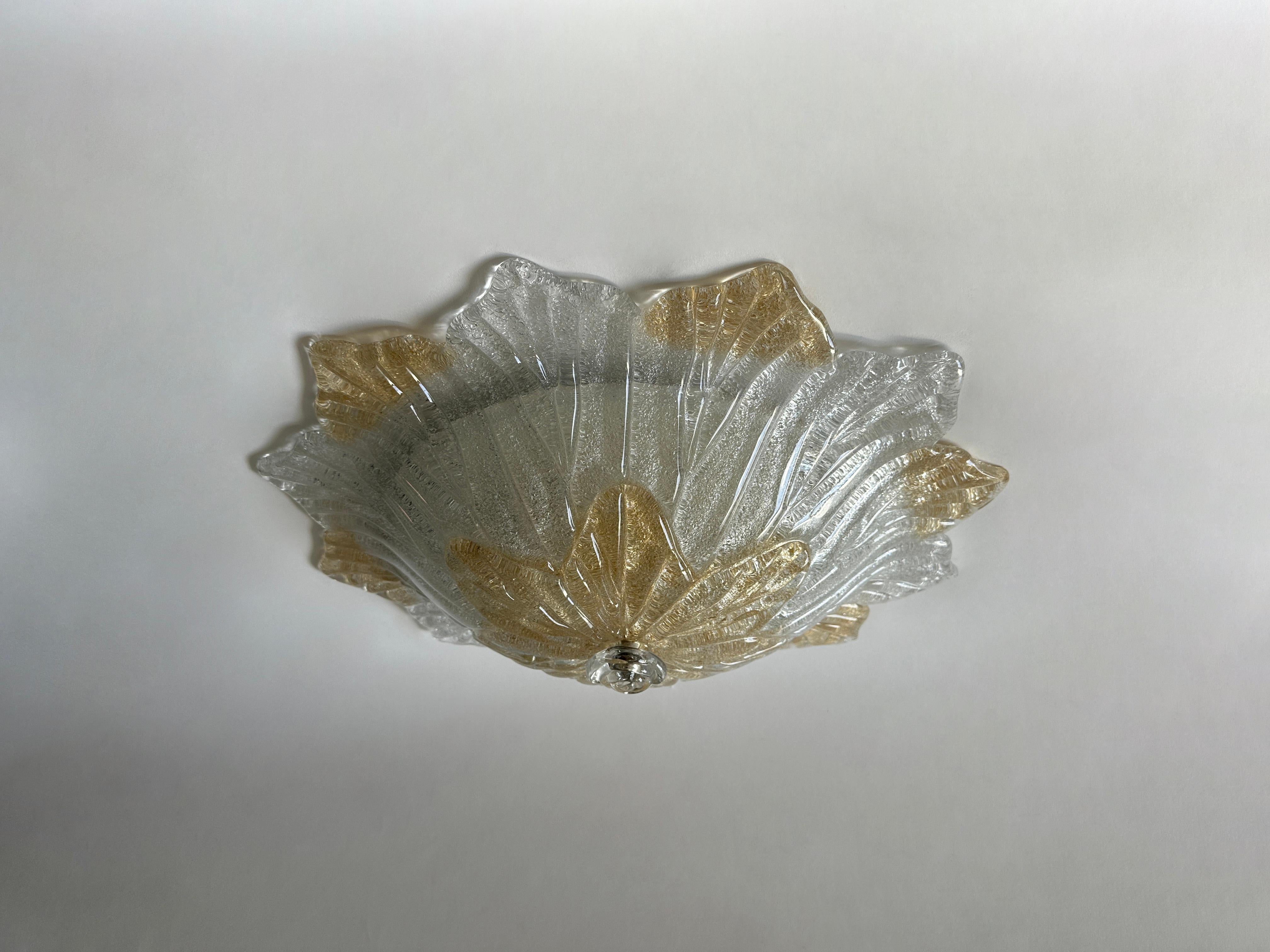 Italian Murano Flush Mount Ceiling Light For Sale