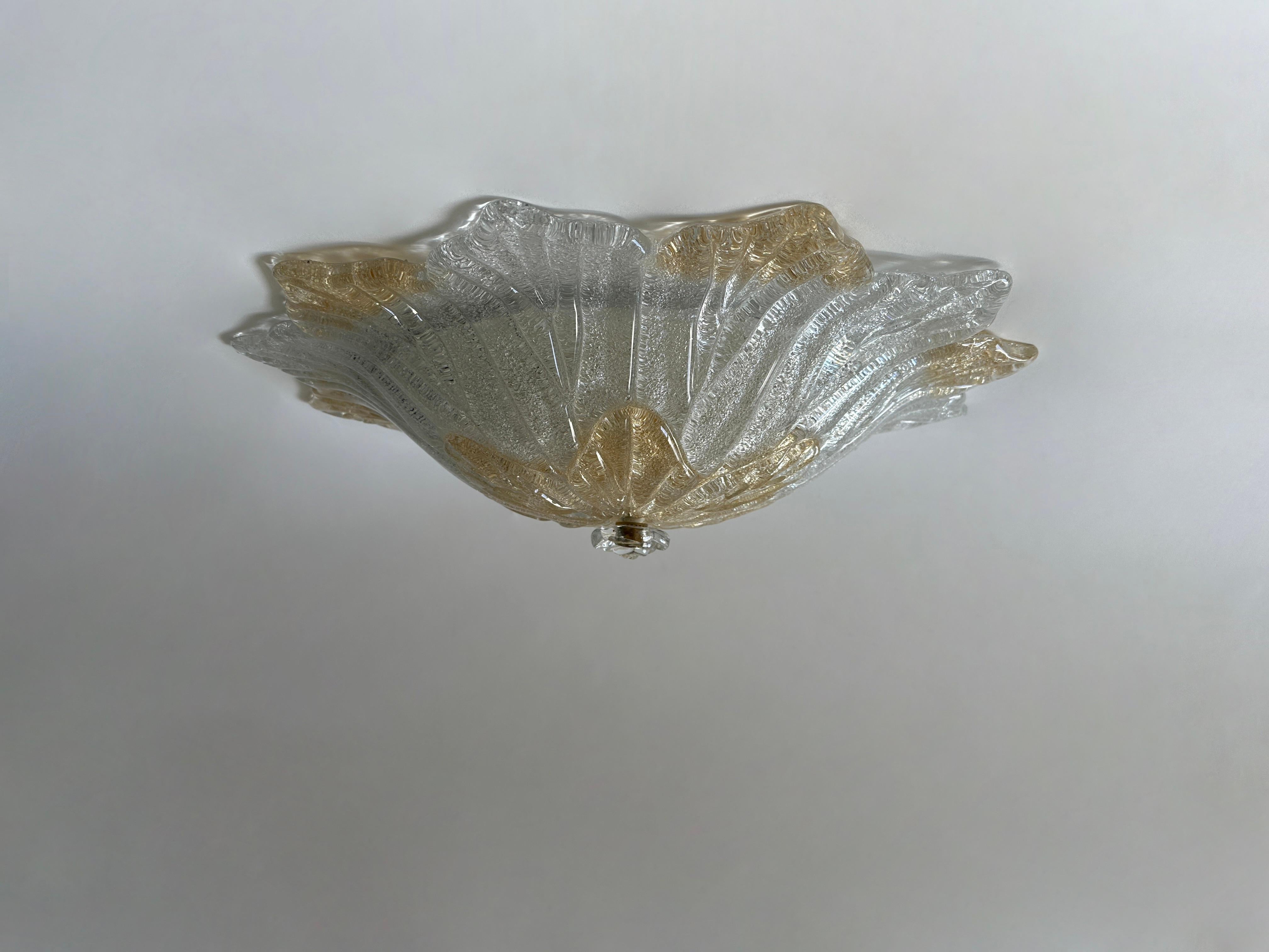 Enameled Murano Flush Mount Ceiling Light For Sale