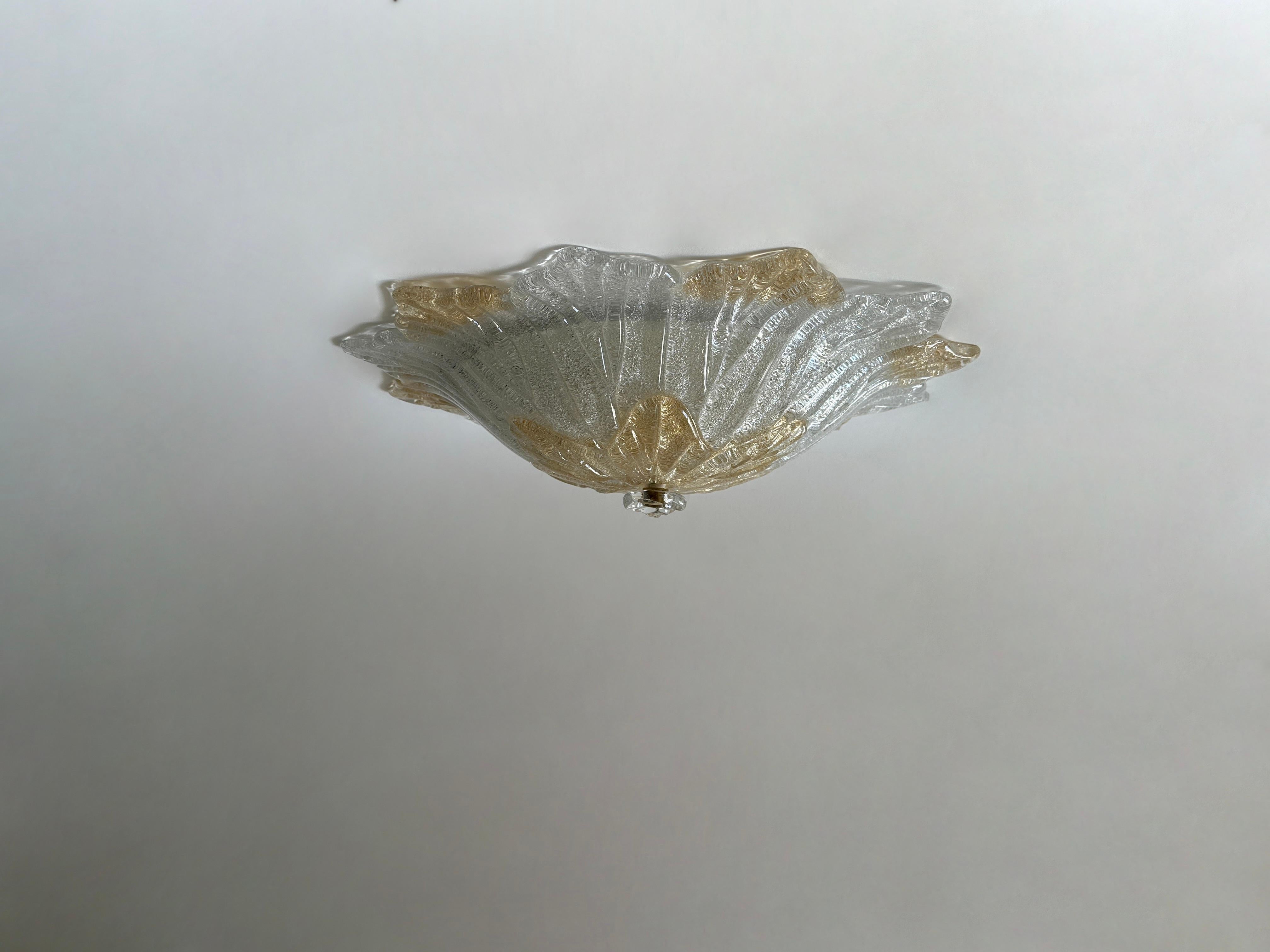Murano Flush Mount Ceiling Light In Good Condition For Sale In Brooklyn, NY
