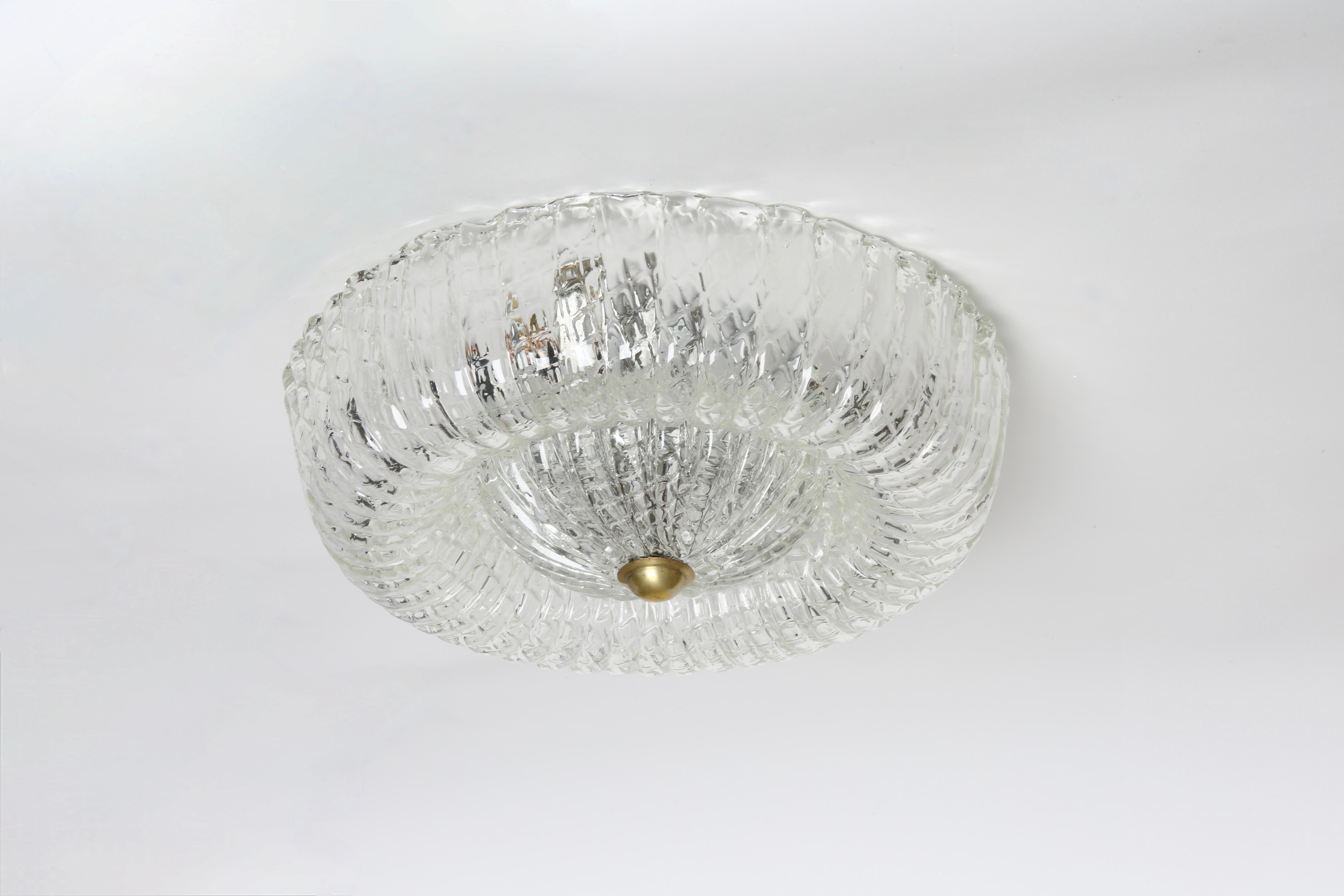 Mid-Century Modern Murano Flush Mount Ceiling Light, Italy circa 1960s For Sale