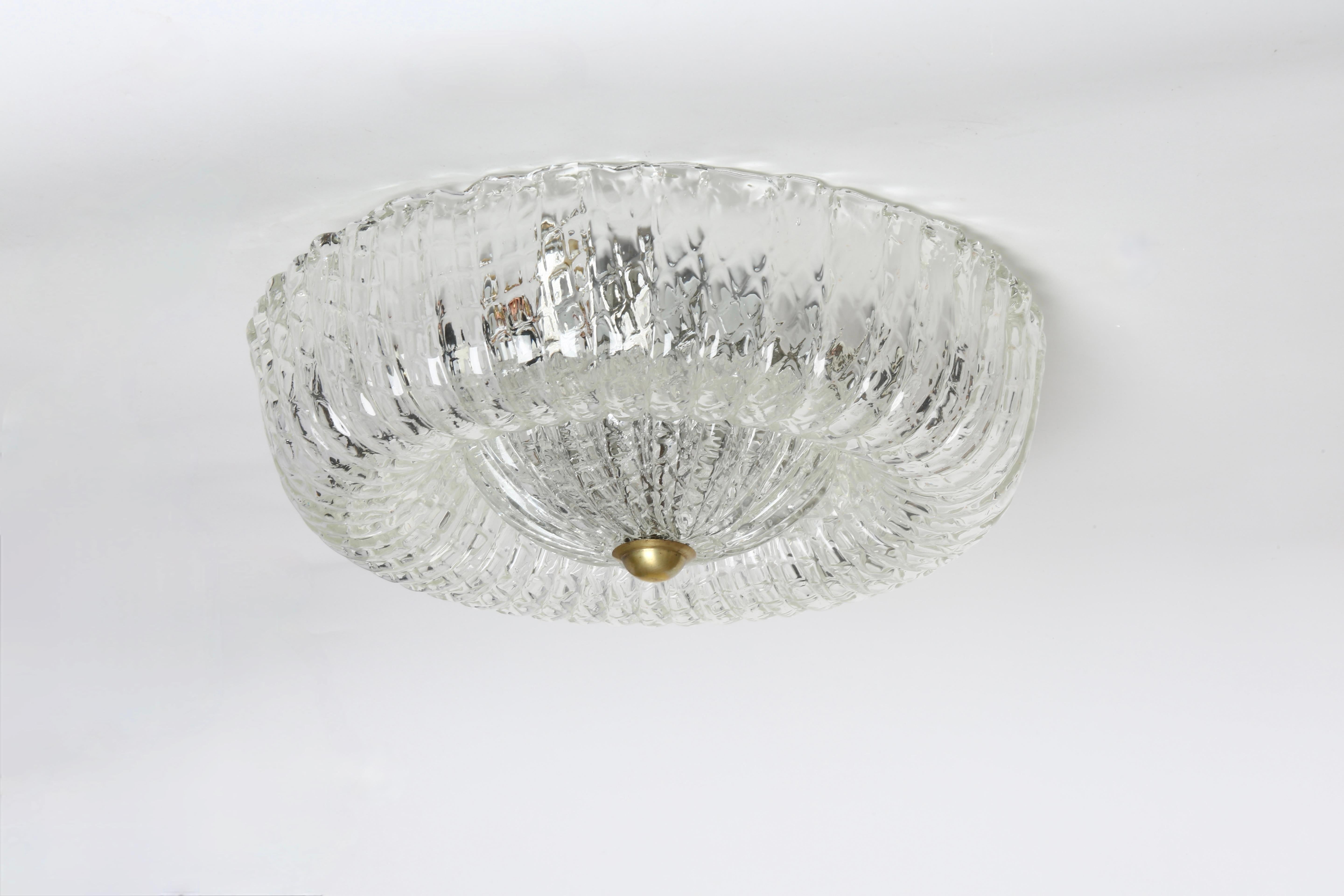 Italian Murano Flush Mount Ceiling Light, Italy circa 1960s For Sale