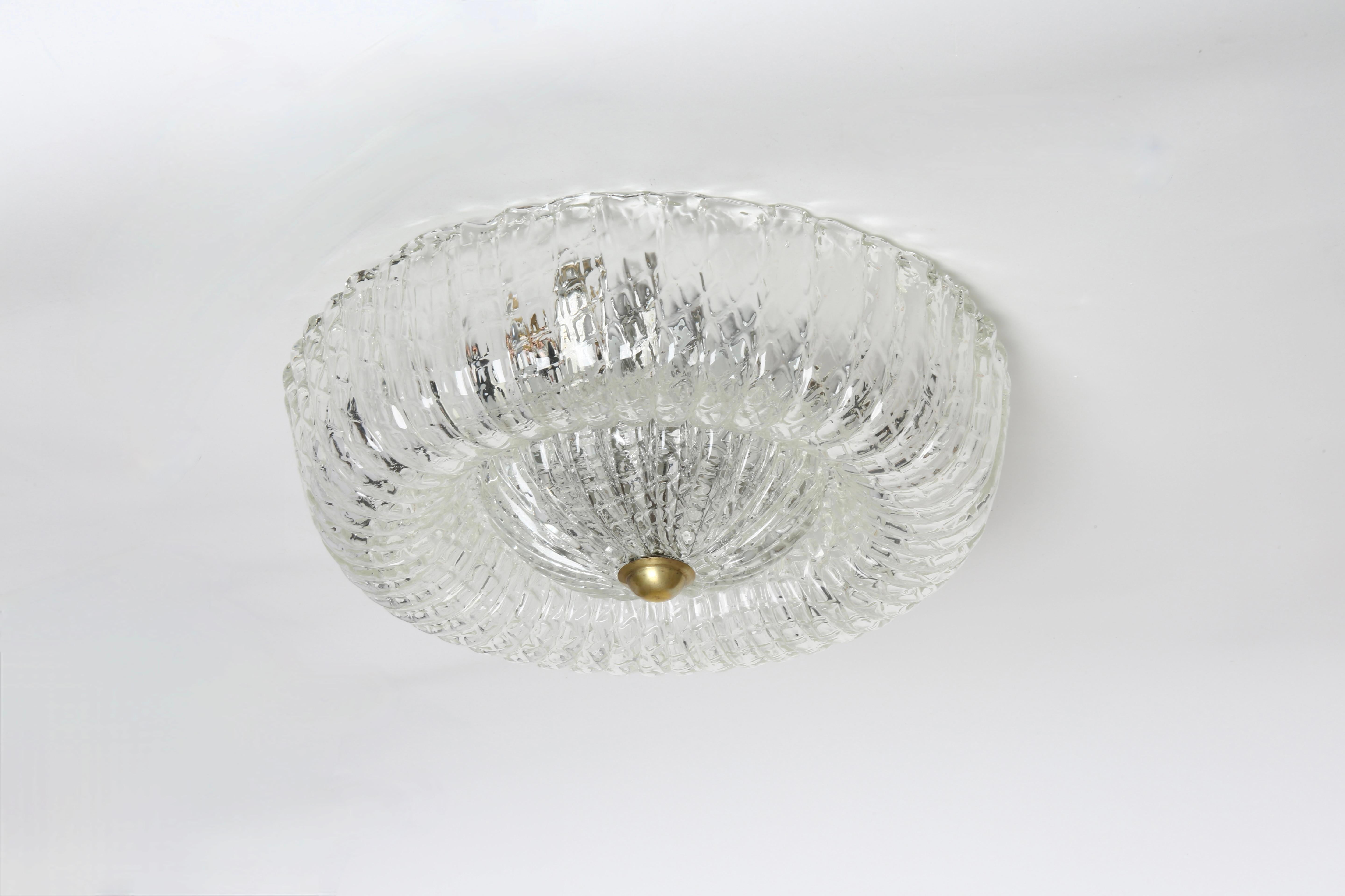 Enameled Murano Flush Mount Ceiling Light, Italy circa 1960s For Sale