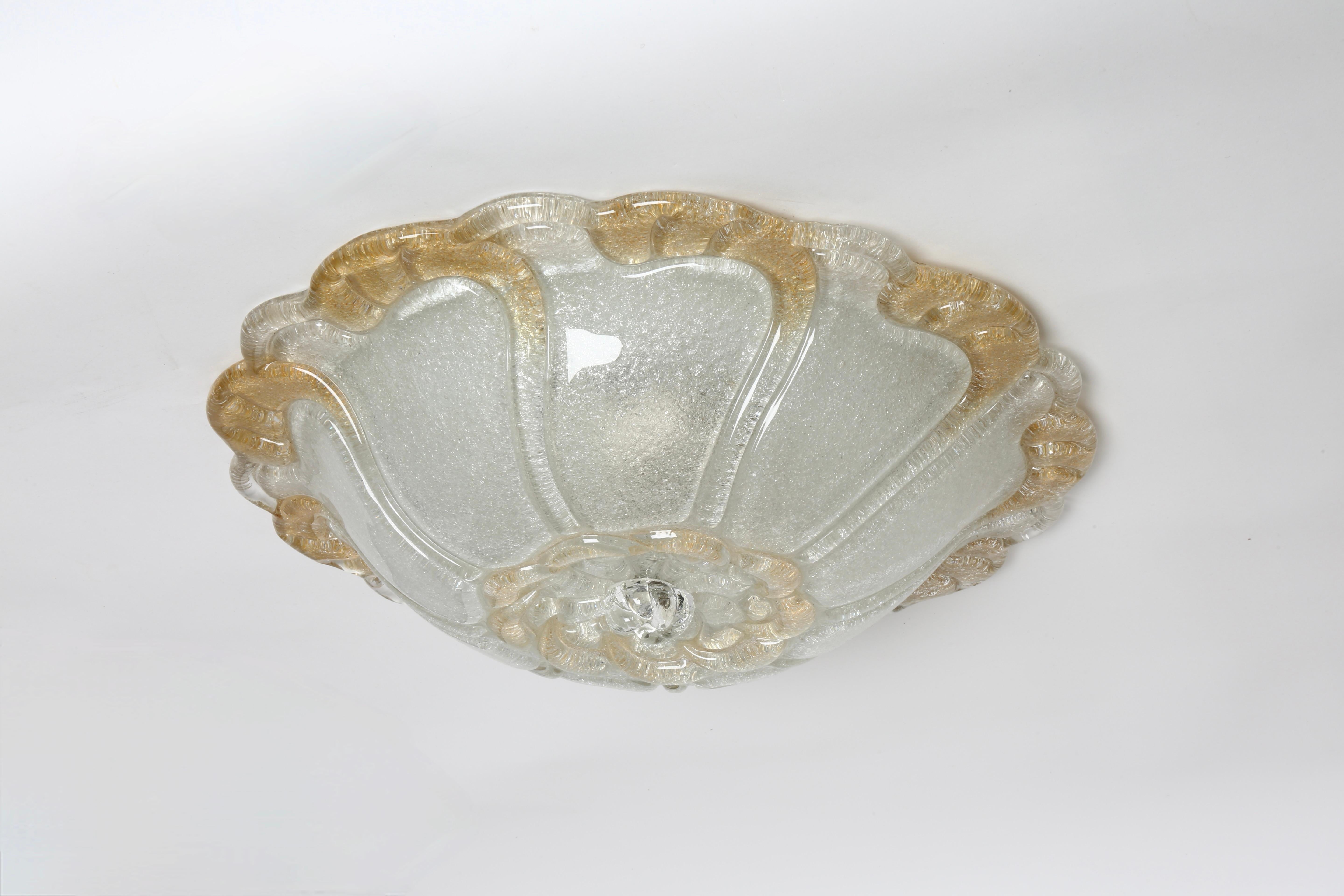 Enameled Murano Flush Mount Ceiling Light, Italy circa 1960s For Sale