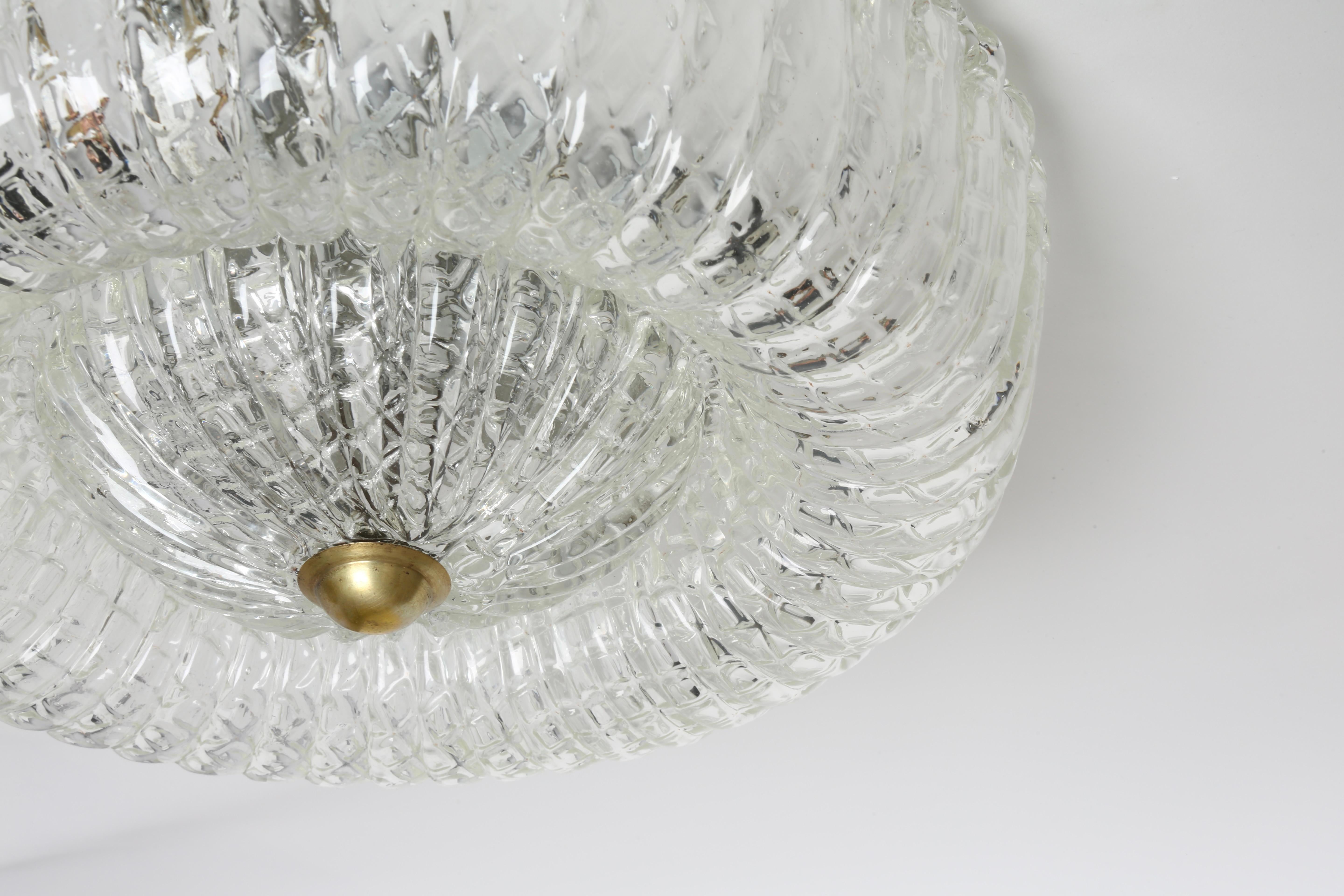 Mid-20th Century Murano Flush Mount Ceiling Light, Italy circa 1960s For Sale