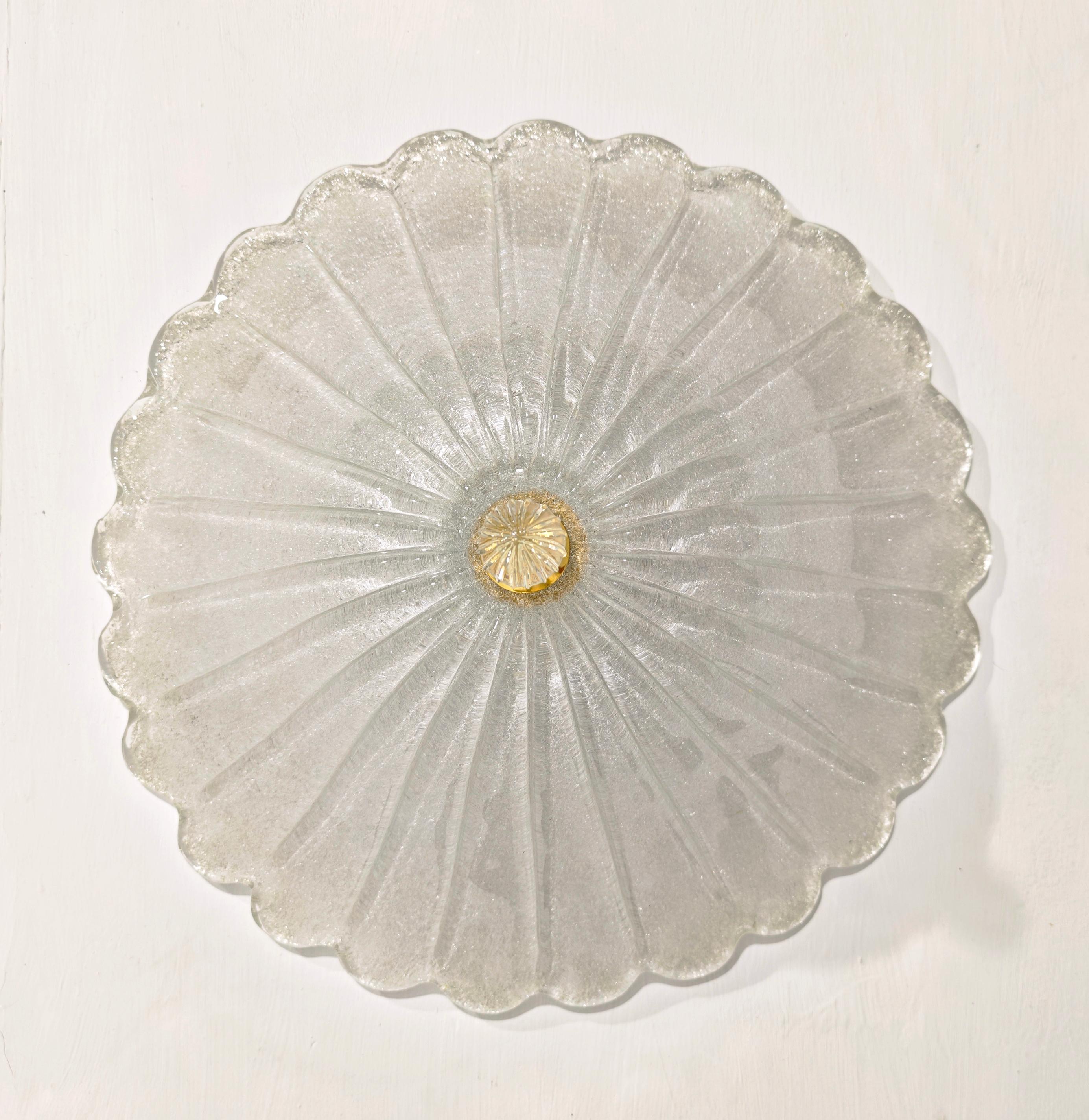 Italiano Murano Flush Mount Ceiling Light Style Barovier & Toso Mid-Century Modern 70/80s in vendita