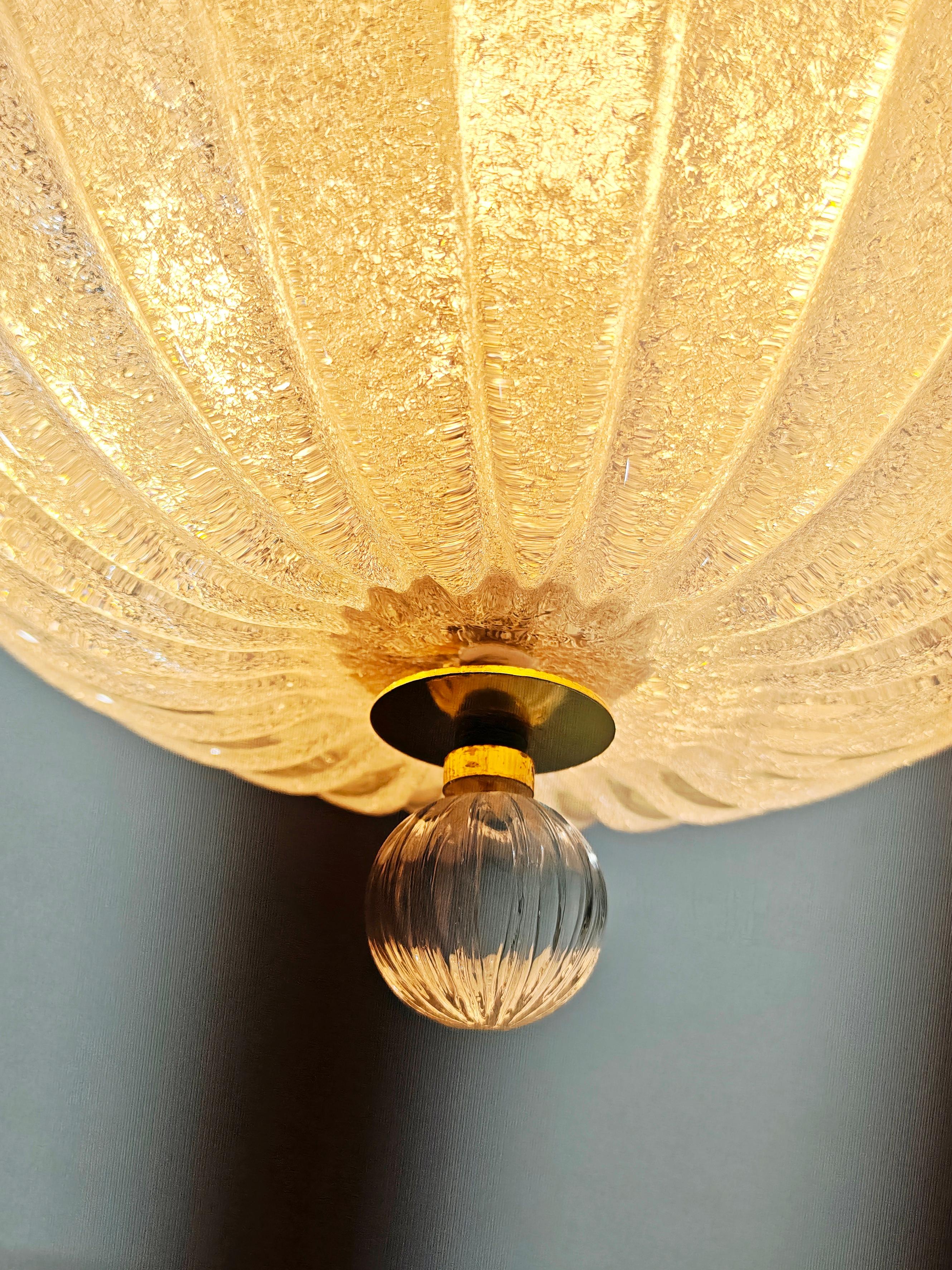 Metallo Murano Flush Mount Ceiling Light Style Barovier & Toso Mid-Century Modern 70/80s in vendita