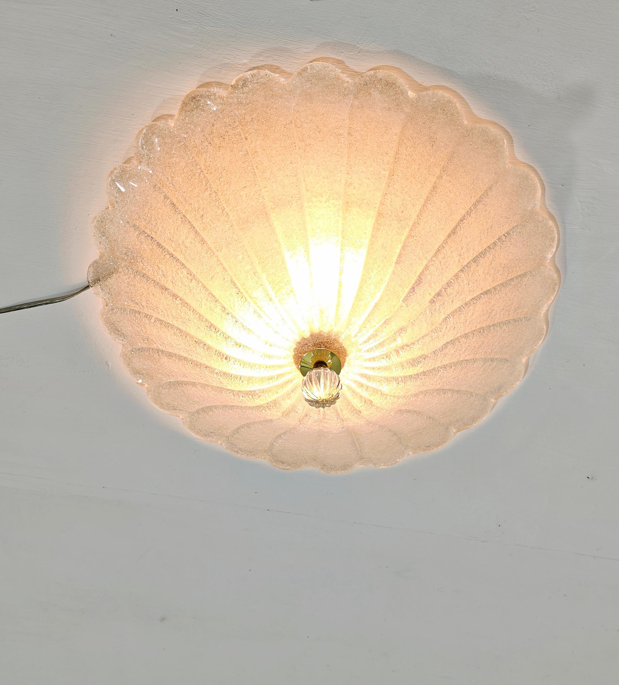 Murano Flush Mount Ceiling Light Style Barovier & Toso Mid-Century Modern 70/80s in vendita 1