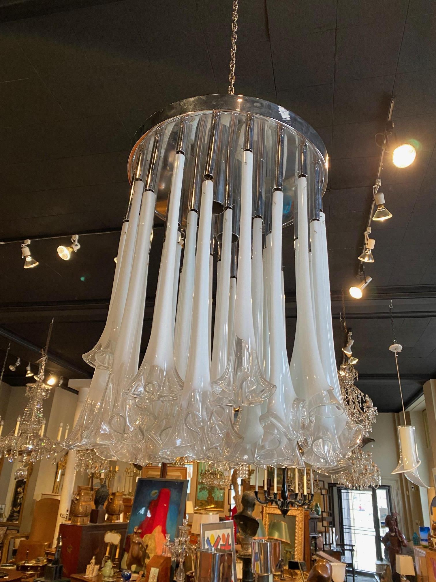 Italian  Murano  Flush Mount  Chandelier  