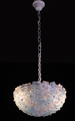 Murano Flush Mount Flower and Metal by Seguso for Venini, Italy, 1960s