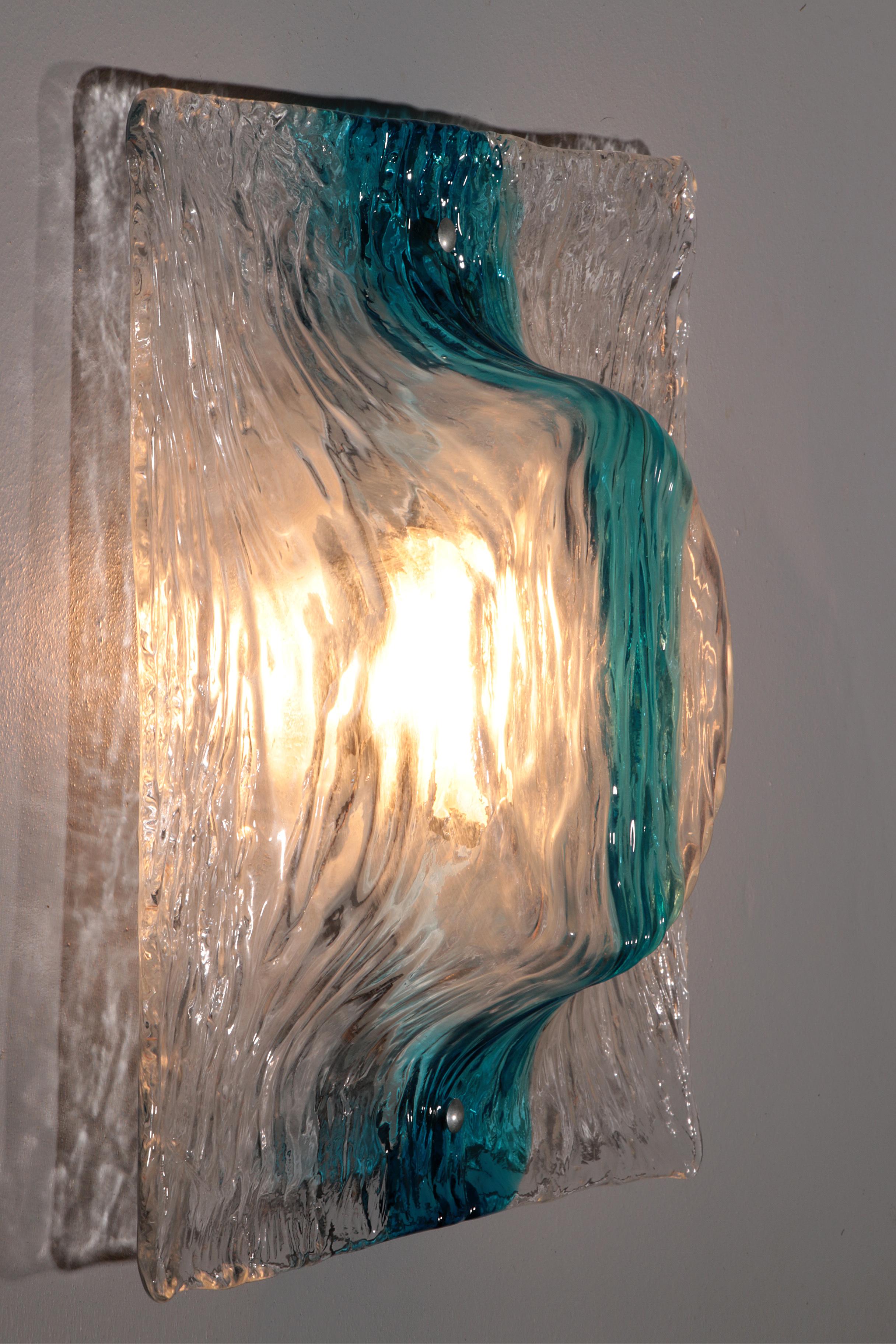 italien Murano Flush Mount Scone par Toni Zuccheri pour Venini 5 pièces. en vente