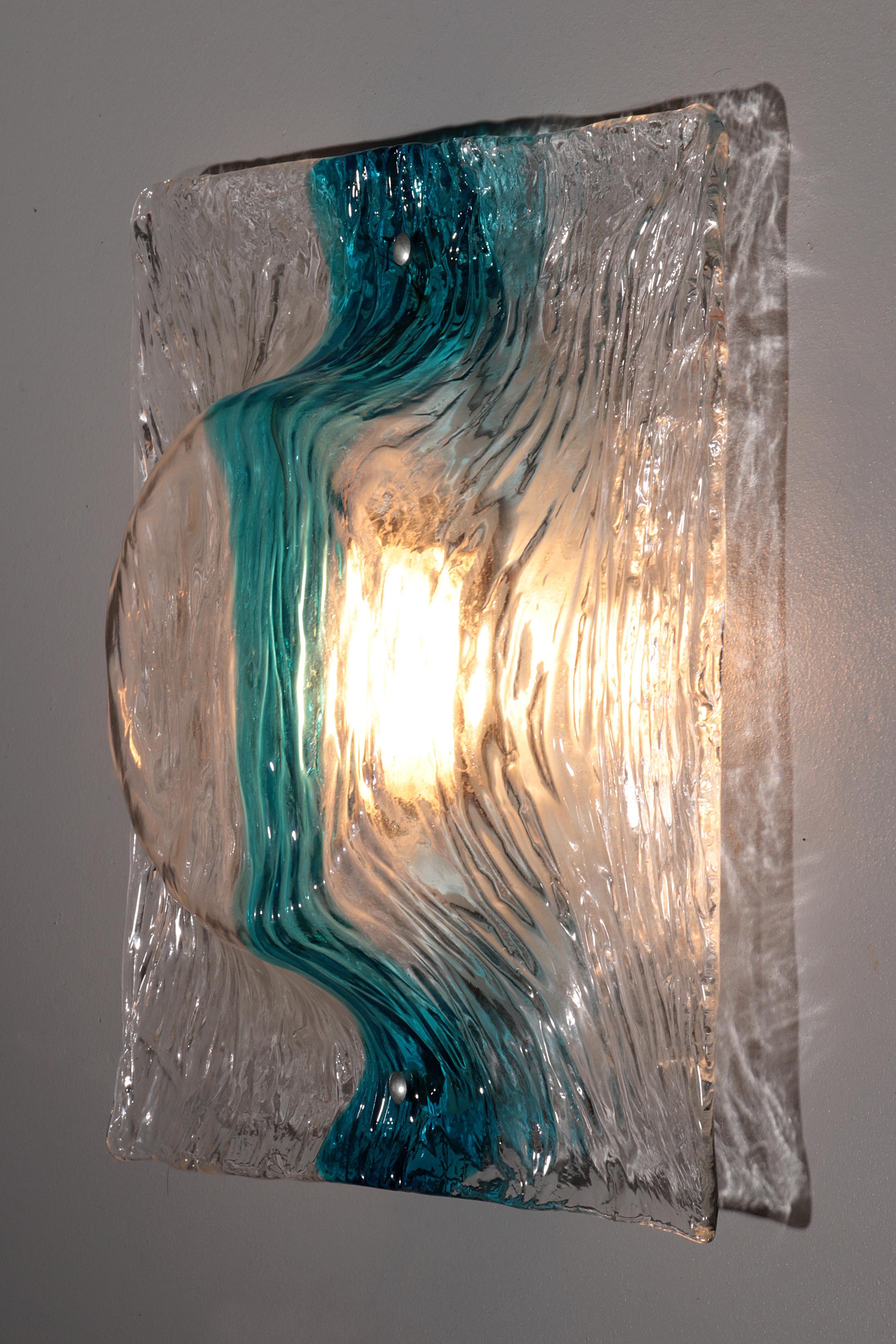 Fin du 20e siècle Murano Flush Mount Scone par Toni Zuccheri pour Venini 5 pièces. en vente