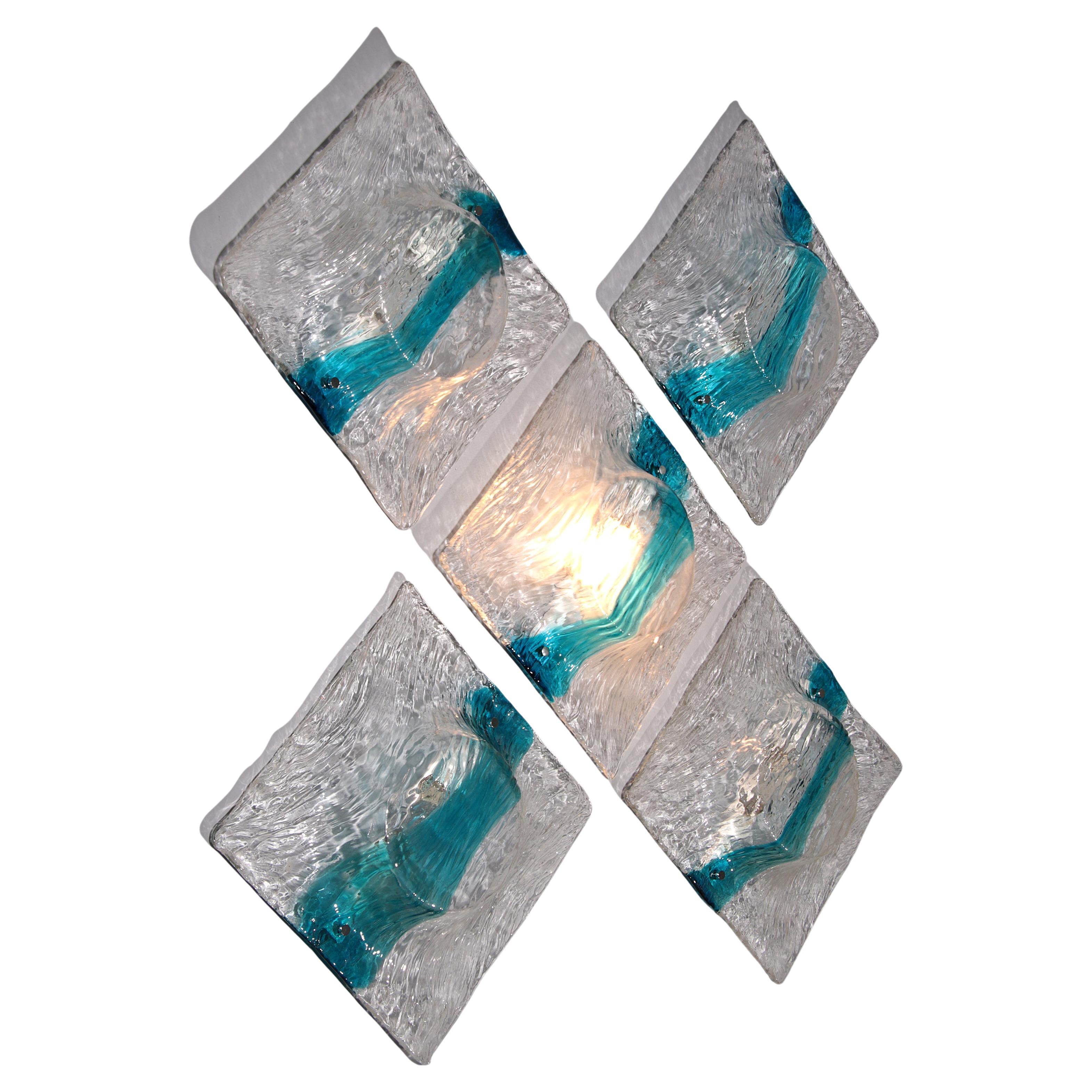 Murano Flush Mount Scone par Toni Zuccheri pour Venini 5 pièces. en vente