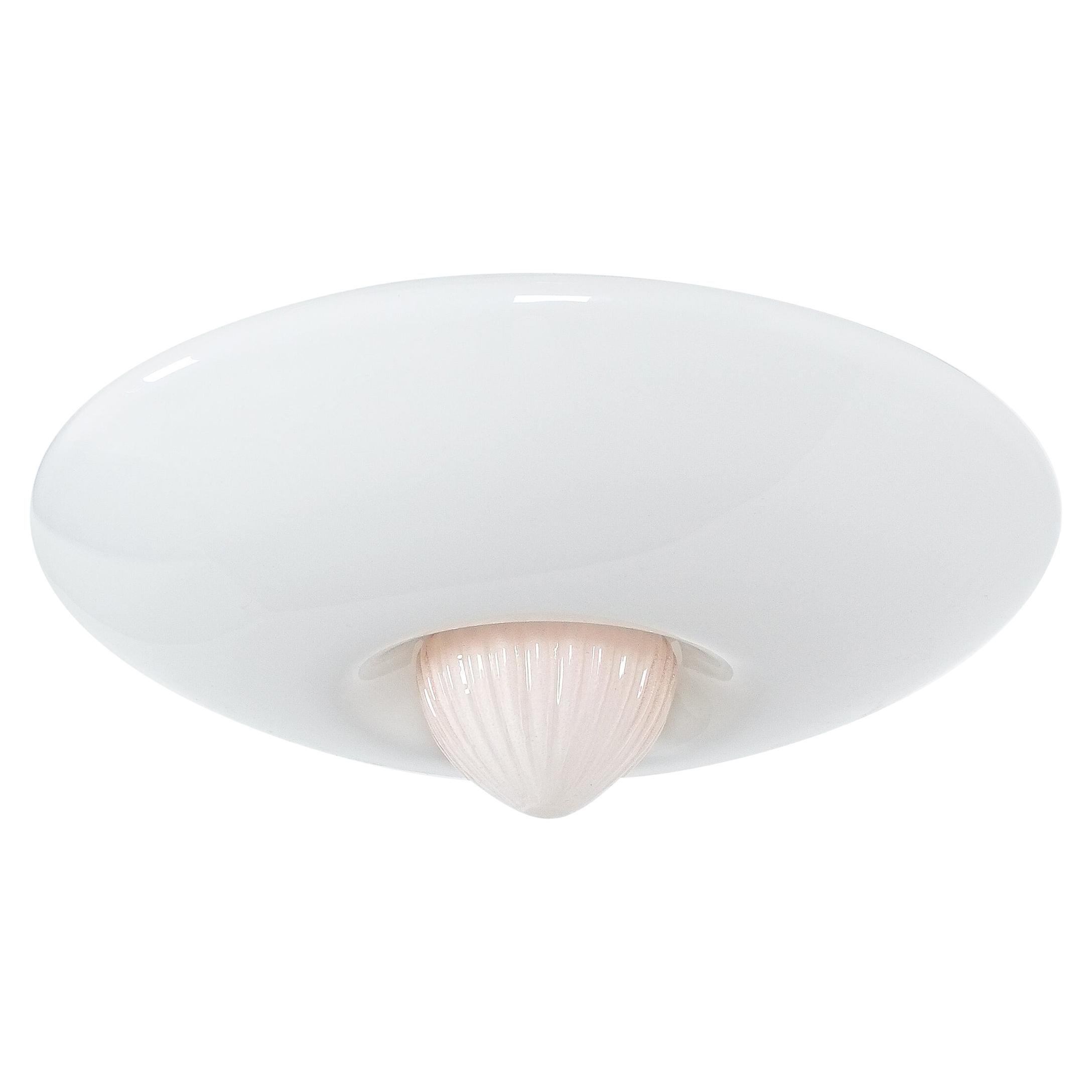 Murano Flushmount Opaline Glass, Italy, circa 1980