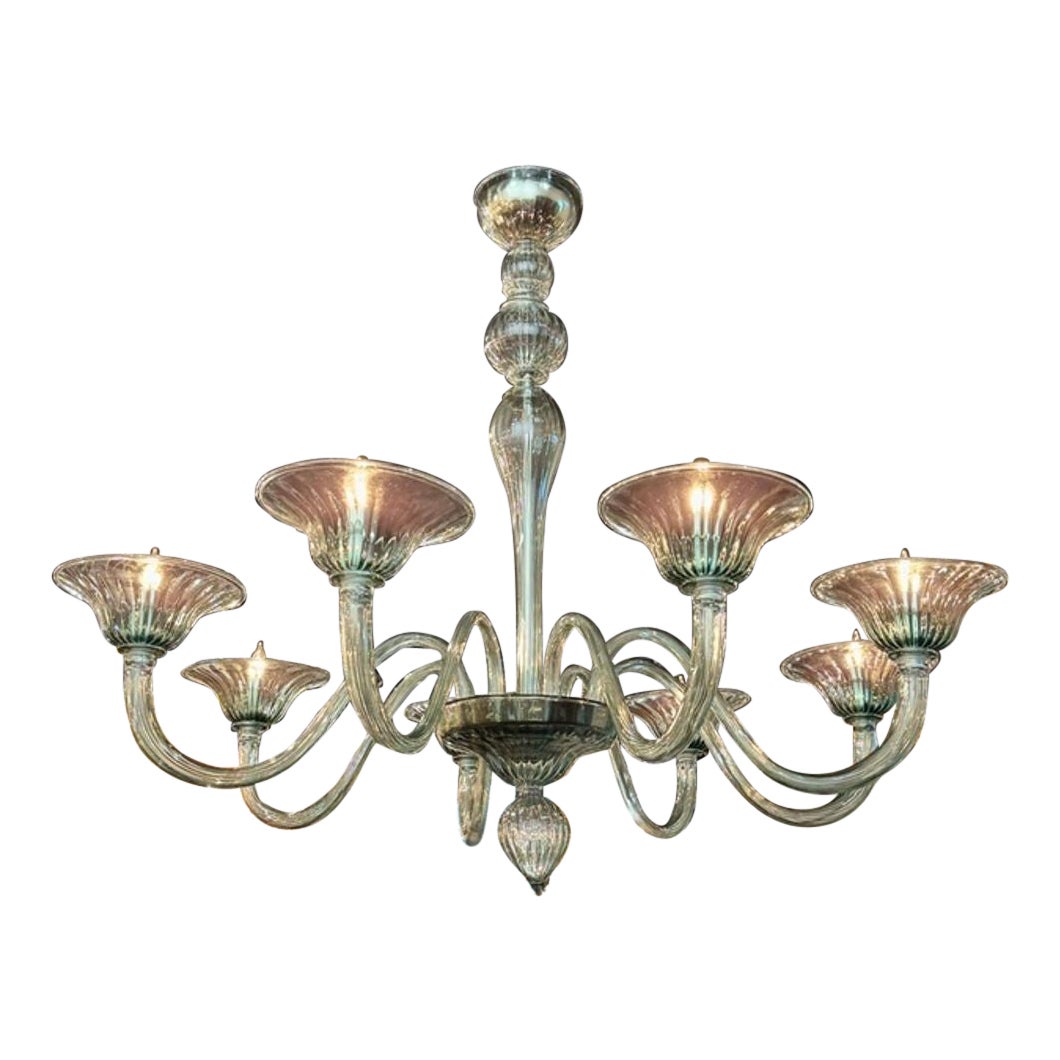 Murano Fontana Grüner 8-flammiger Kronleuchter