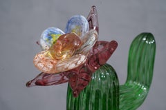 Murano Formia for Marta Marzotto Green Art Glass Cactus Plant, 1990