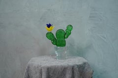 Cactus en verre d'art vert de Murano Formia pour Marta Marzotto, 1990