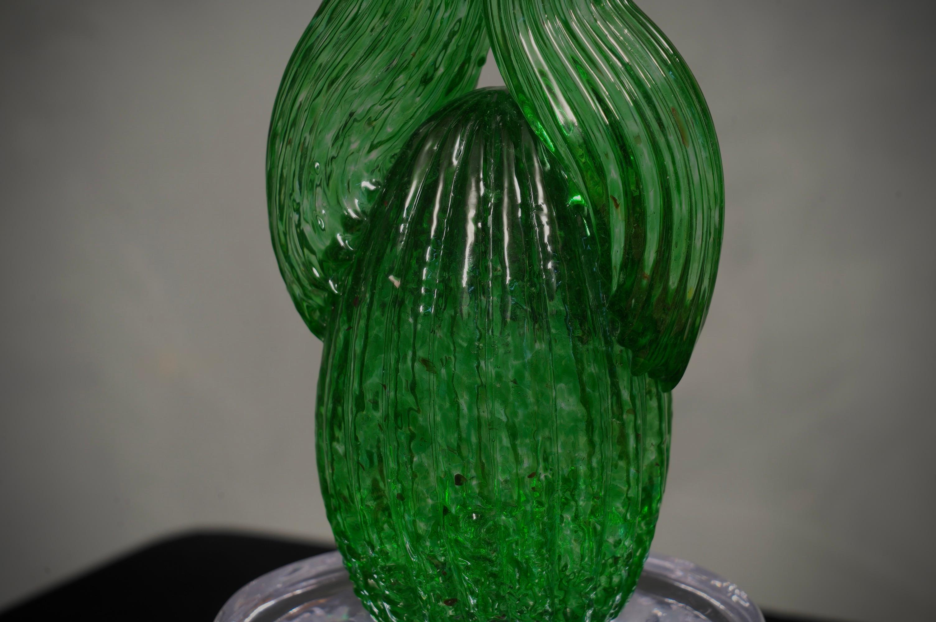  Murano Formia for Marta Marzotto Green Art Glass Cactus Plant, 1990 In Good Condition For Sale In Rome, IT
