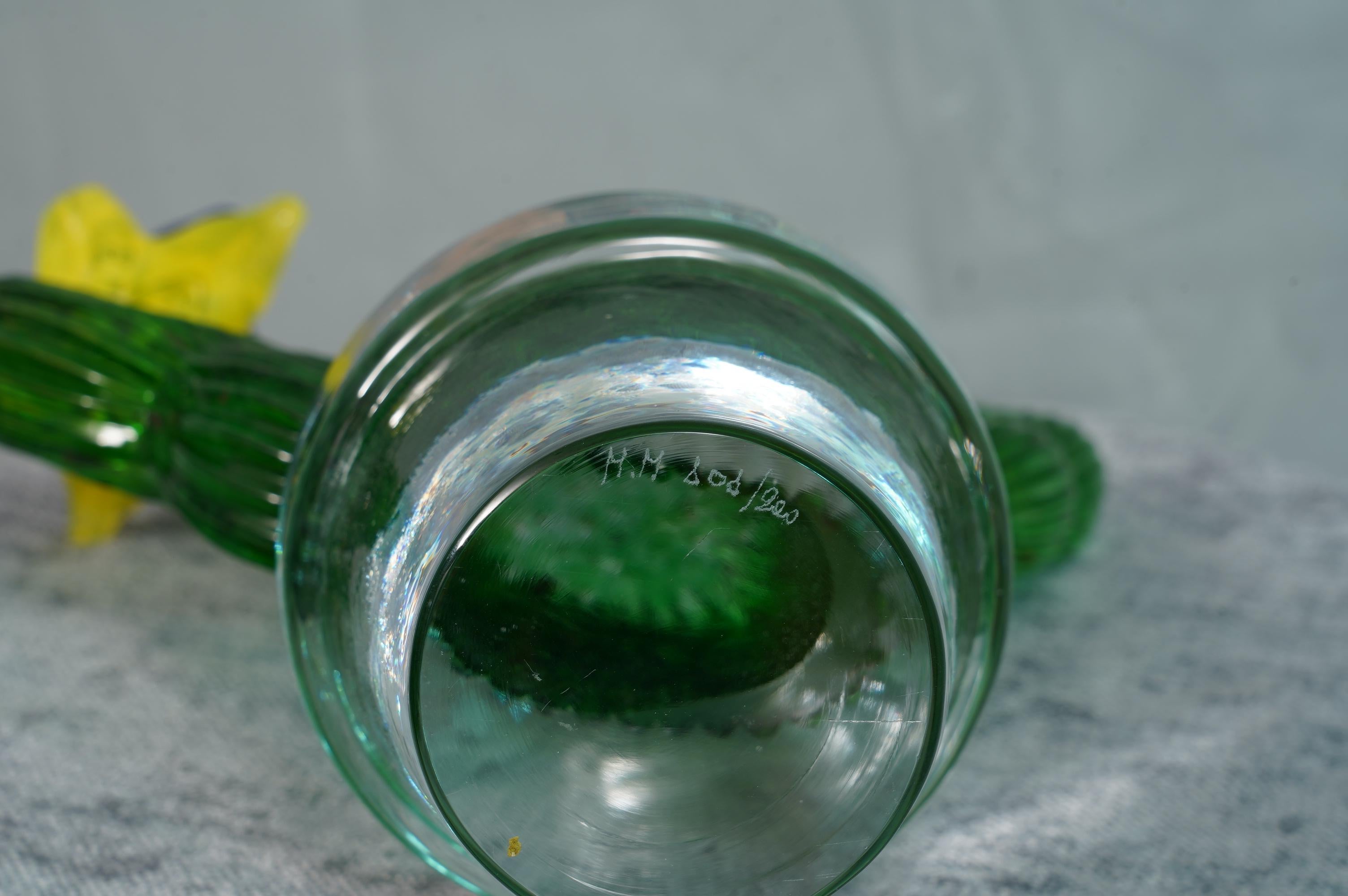 Murano Glass  Murano Formia for Marta Marzotto Green Art Glass Cactus Plant, 1990