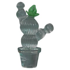  Murano Formia for Marta Marzotto Green Art Glass Cactus Plant, 1990