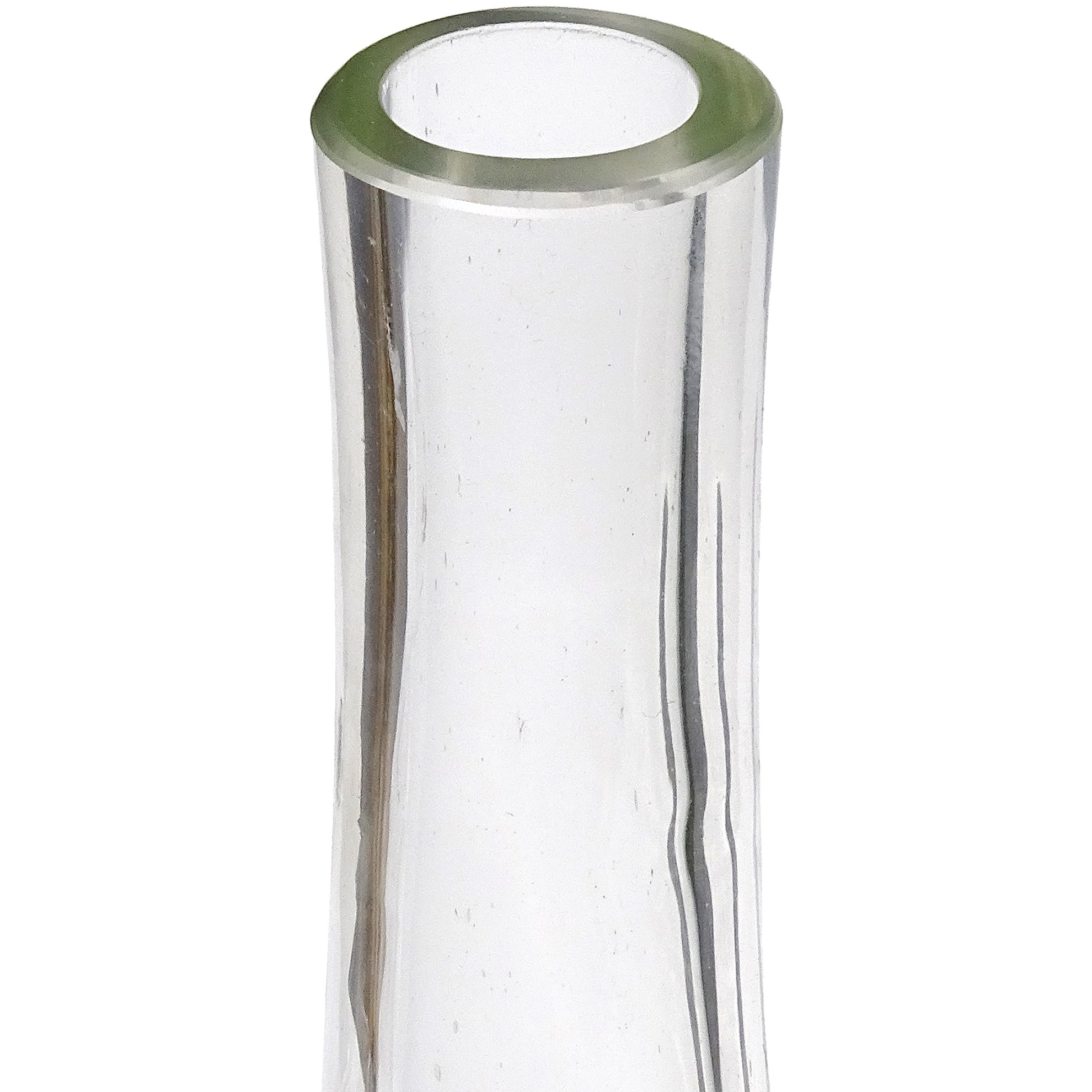 Florero de Murano Fratelli Toso con forma de reloj de arena de vidrio artístico italiano en espiral verde lima Italiano en venta