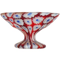 Tazza con piede in vetro artistico italiano di Murano Fratelli Toso Millefiori Mosaico