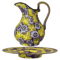 Murano Fratelli Toso Millefiori Mosaic Antique Italian Art Glass Pitcher Plate Murano Fratelli Toso Millefiori Mosaic Antique Italian Art Glass Pitcher Plate