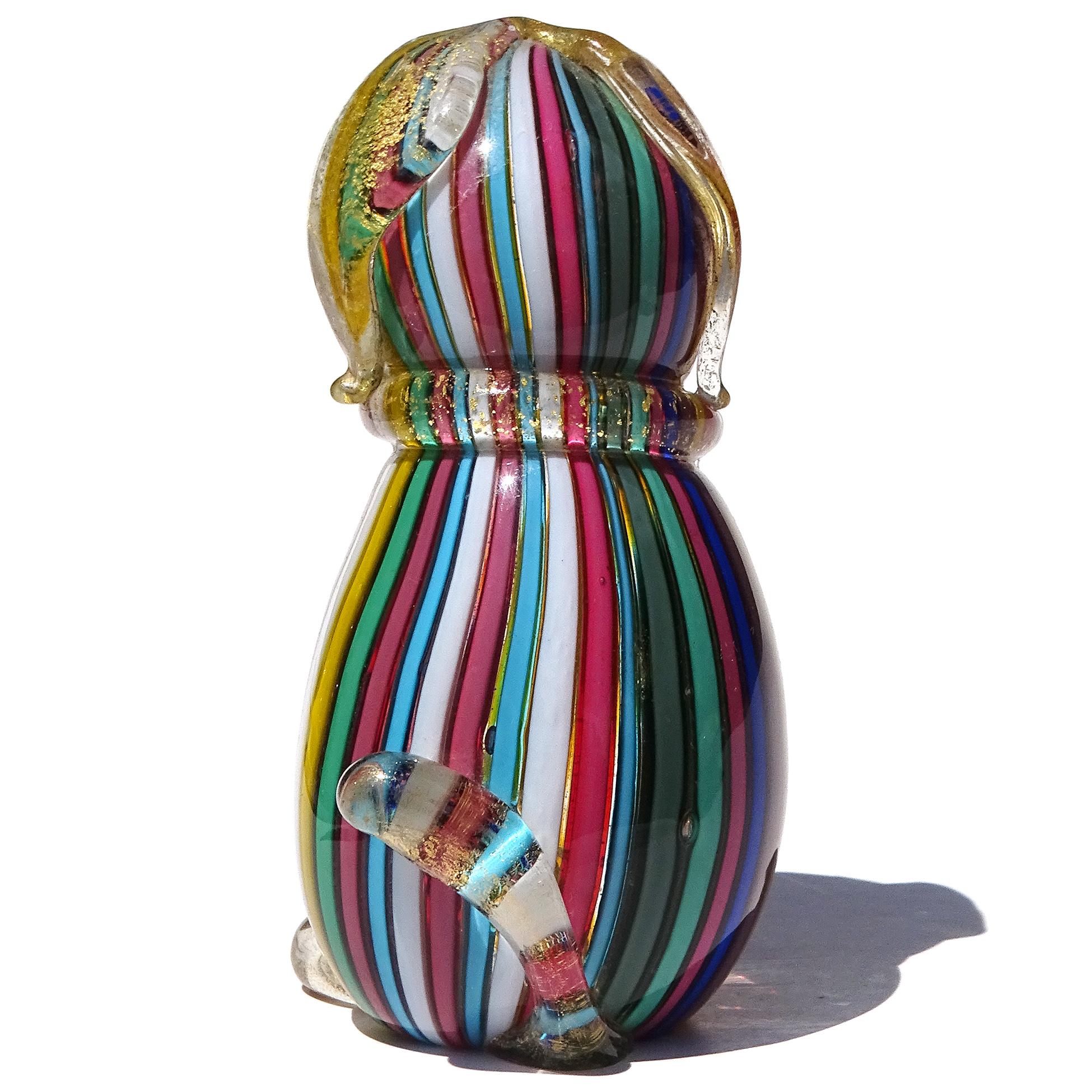 Fatto a mano Murano Fratelli Toso Arcobaleno a fiocchi d'oro con nastri in vetro artistico italiano Figurina di cane in vendita